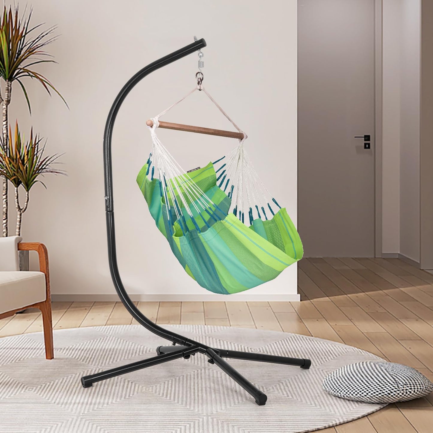 FDW Hammock Chair Stand, Outdoor Solid Steel Heavy Duty Construction for Hanging Hammock, Hanging Stand Max Load 400 LBS Air Porch Swing - 360 Degree Rotation