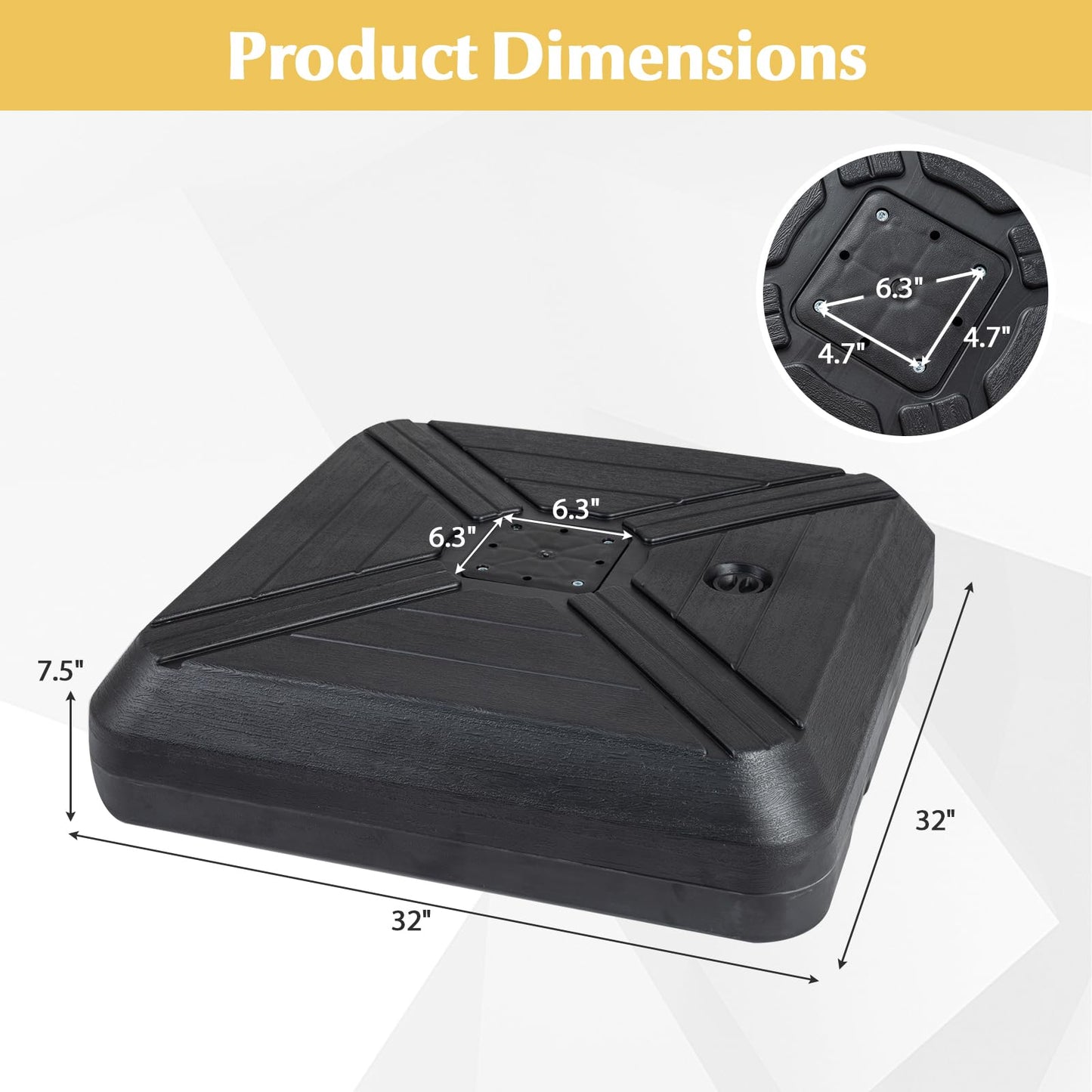 Tangkula Cantilever Umbrella Base with Wheels, 345 LBS Heavy-Duty HDPE Sand Water Filled Offset Umbrella Weighted Stand with Cross Base for Patio Backyard Poolside