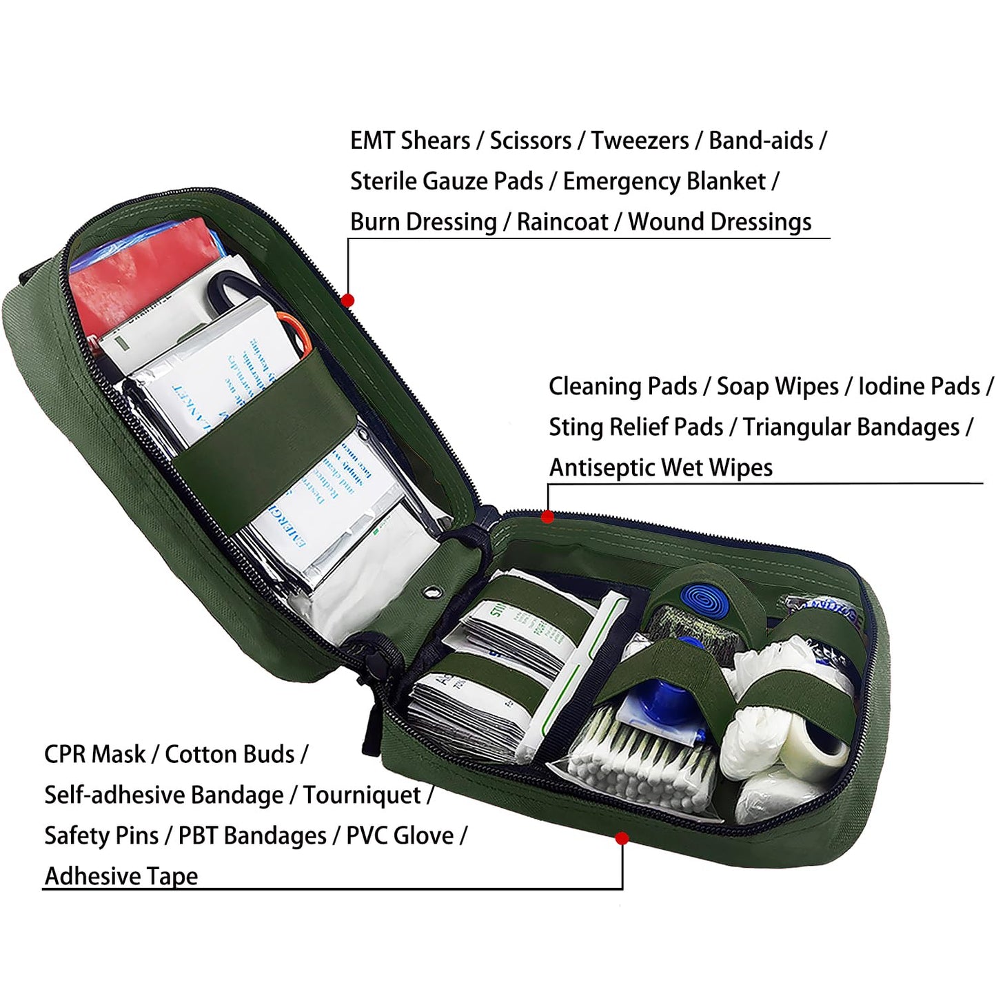 Carlebben EMT MOLLE Ifak Pouch Tactical MOLLE Medical First Aid Kit Utility Pouch Olive