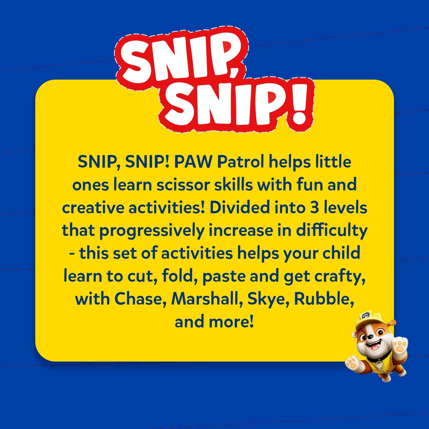 Skillmatics Scissor Skills Activity Book - Snip Snip PAW Patrol, 25 Cutting & Creative Activities for Preschoolers, Fine Motor Skills, Felt Craft Kit, Screen-Free Fun, Gifts for Ages 3, 4, 5, 6, 7