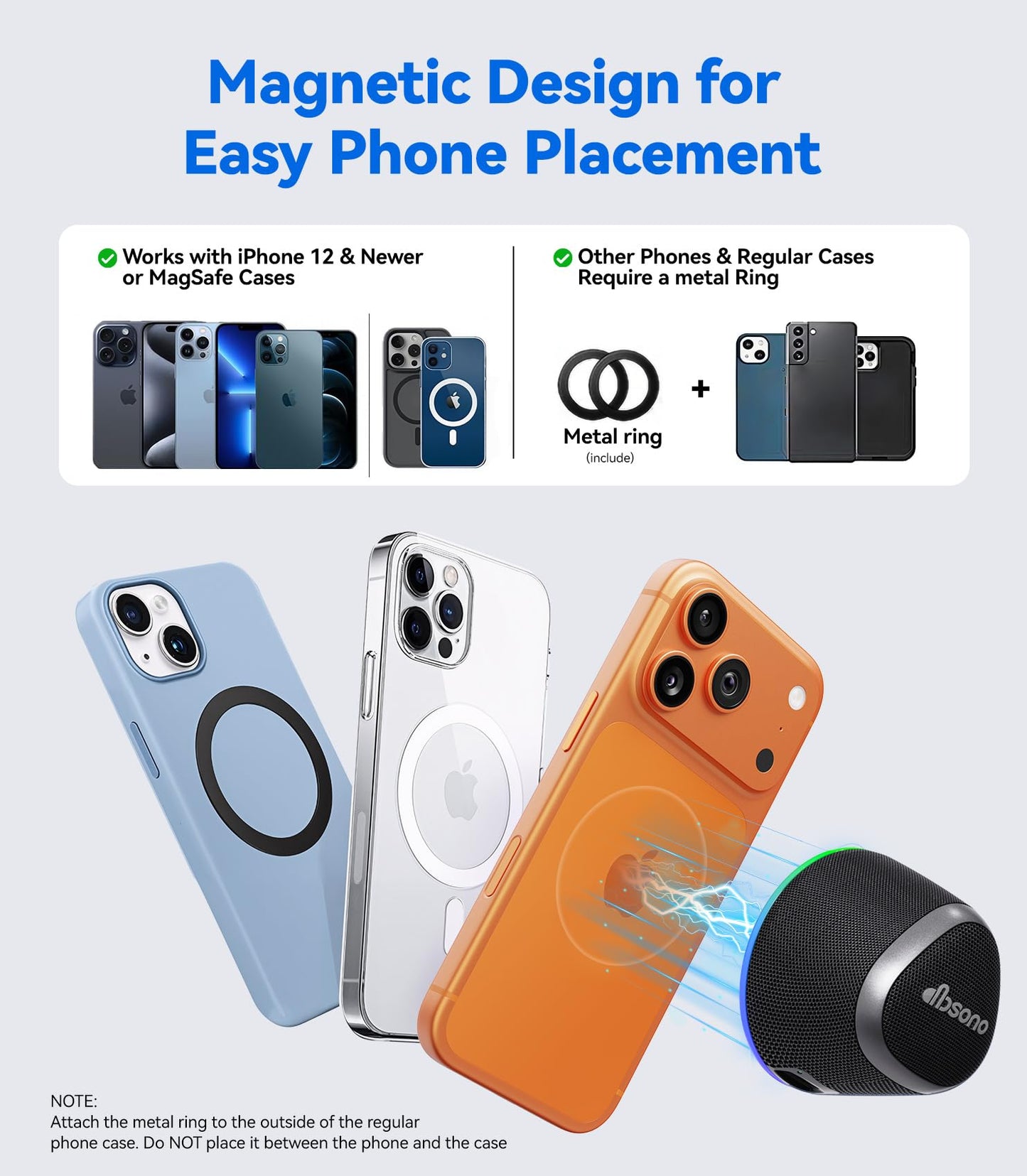 Portable Speaker Phone Stand Gifts:Birthday Graduation Mini Gifts for Him Her, 2 in 1 Magnetic Bluetooth Speakers, Loud Sound IPX5 Waterproof, 9 Light Modes, TWS, Home/Office/Travel Essentials-Black