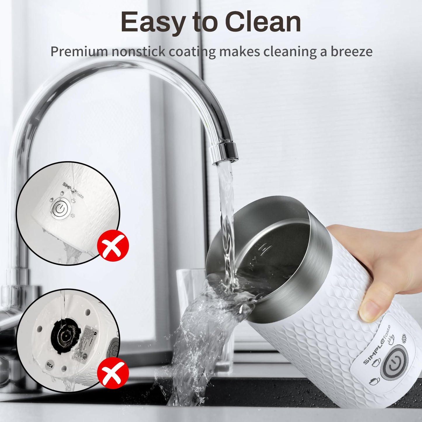 SIMPLETASTE Milk Frother, 4-in-1 Electric Milk Steamer, Automatic Warm and Cold Foam Maker and Milk Warmer for Latte, Cappuccinos, Macchiato, Hot Chocolate