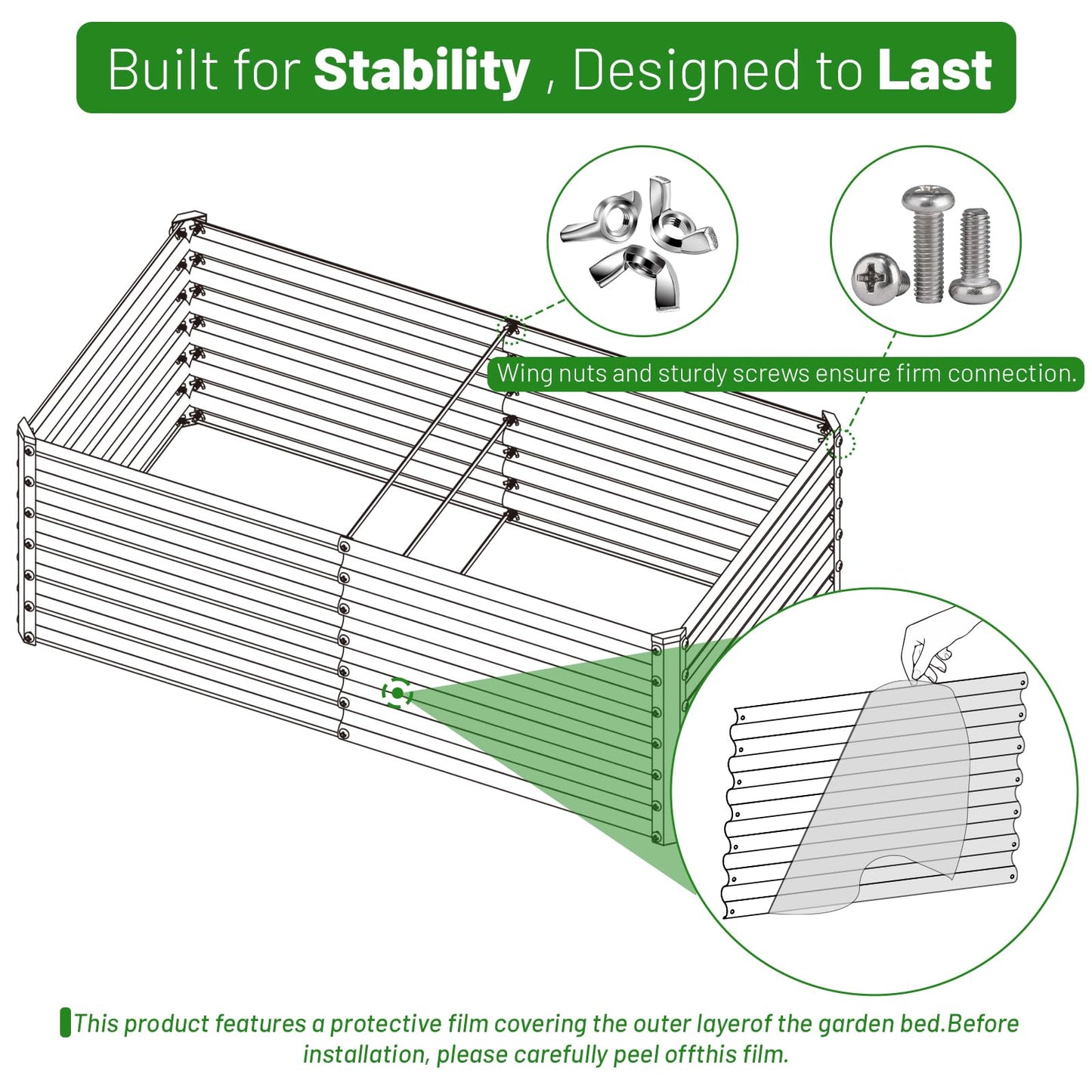SnugNiture Galvanized Raised Garden Bed 6x3x2FT Outdoor Large Metal Planter Box Steel Kit for Planting Vegetables, Flowers, Beige White