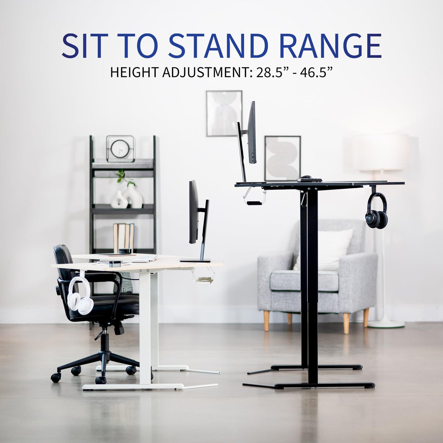 VIVO Electric Corner L-Shaped 47 x 47 in Standing Desk, Memory Height Adjustment, Black Top Black Frame, DESK-E1L94B