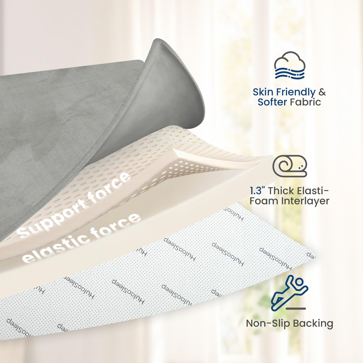 Baby Play Mat for Floor,1.3" Thick Elasti-Foam 50"×50" Playpen Mat for Tummy Time,Water Repellent Soft Coral Velvet for Toddler,Infant,Kids,Non-Slip Backing Safe for Crawling(Light Gray)