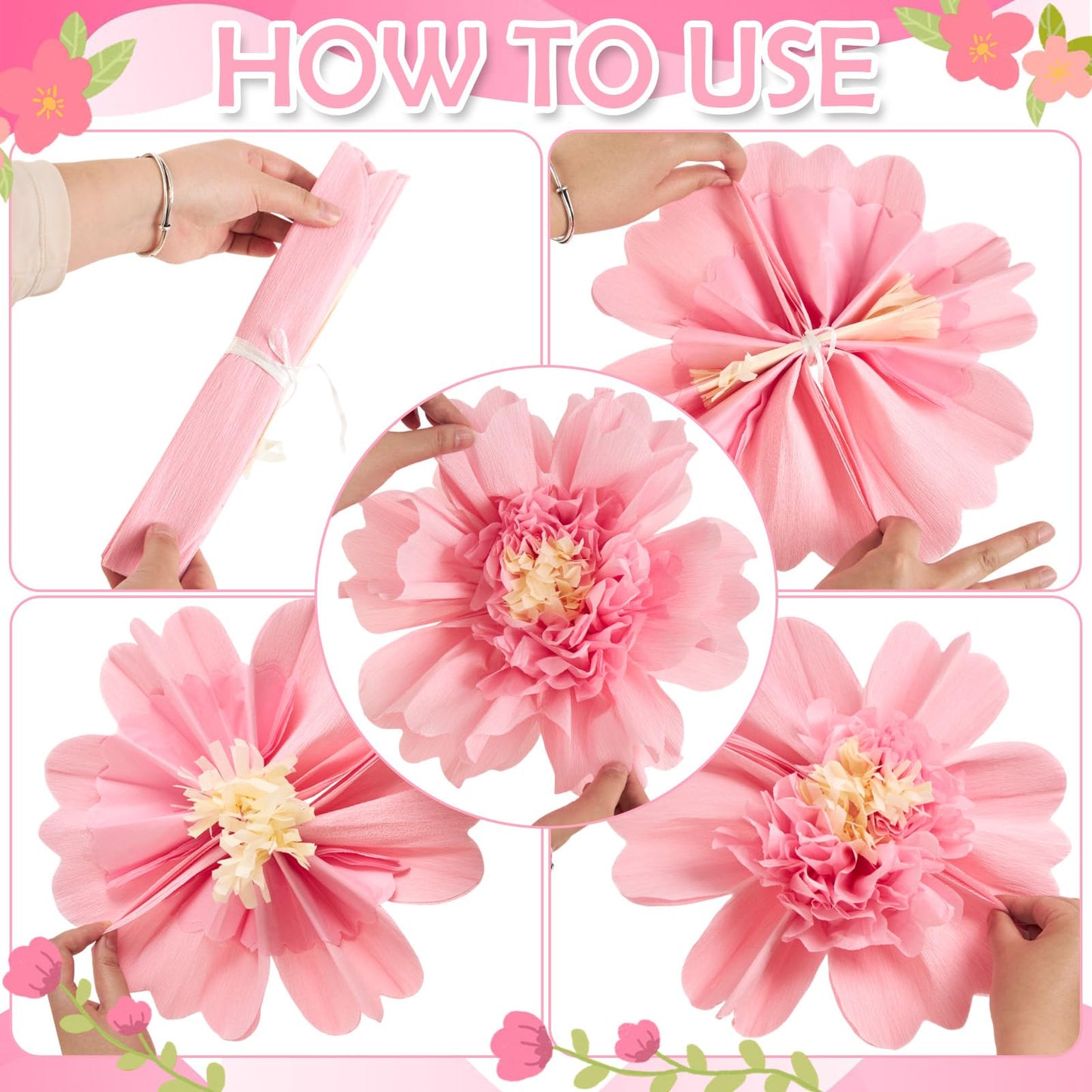 SUNBEAUTY 12PCS Large Paper Flowers 12 Inch Pink Orange Tissue Paper Flowers Pink Orange Giant Crepe Paper Flowers for Girl Women Birthday Wedding Flower Backdrop Wall Spring Garden Party Supplies