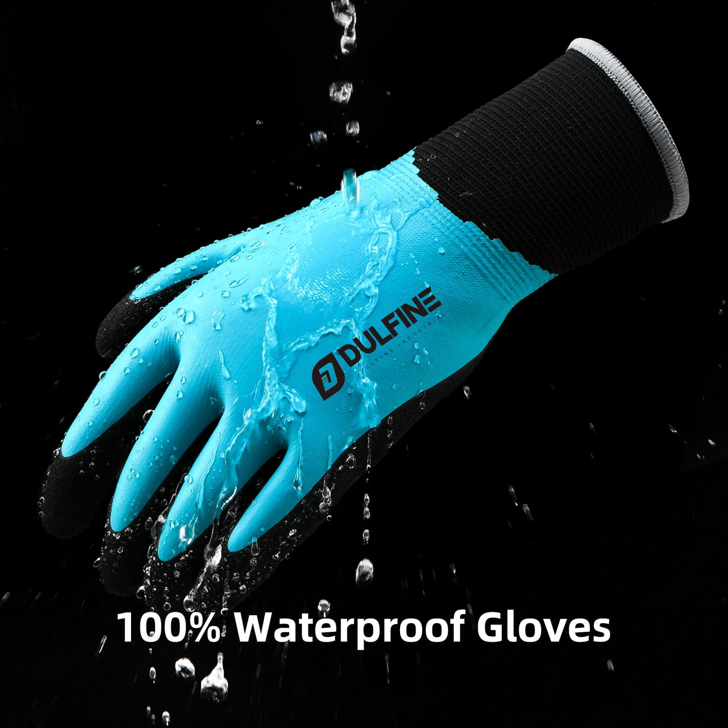 DULFINE Waterproof Work Gloves for Men and Women,3 Pairs PackTouch Screen Rubber Coated Non-slip Garden Gloves, Outdoor Construction(Large)