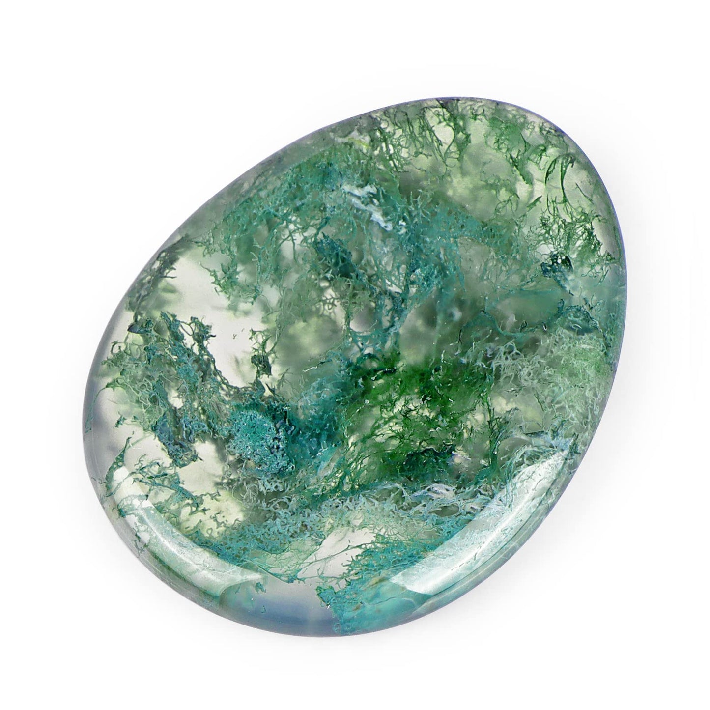 Artistone Moss Agate Crystal Chakra Thumb Worry Stone Teardrop Reiki Healing Stone Pocket Palm Stones for Anxiety Stress Relief Meditation Therapy Geometry Home Decor