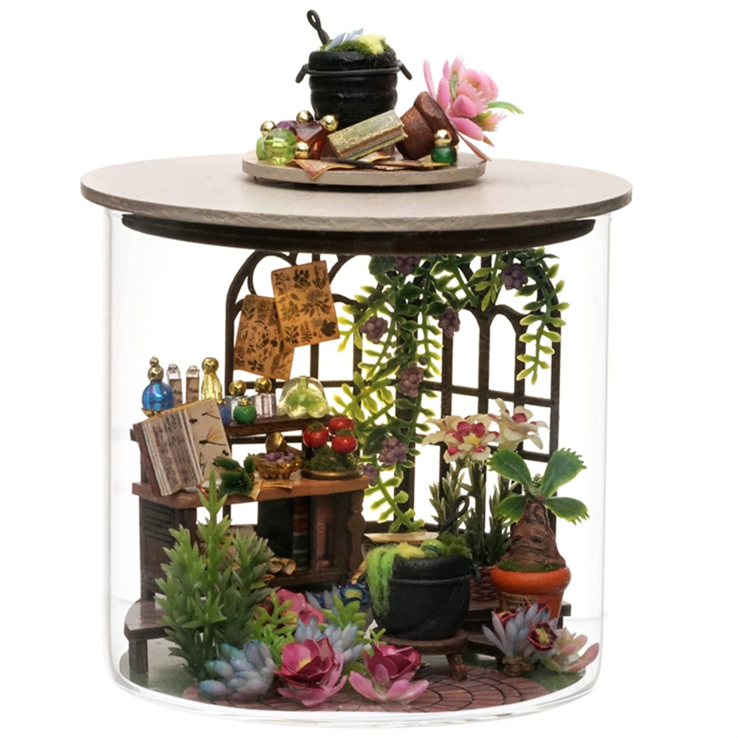 Flever Dollhouse Miniature DIY House Kit Creative Room Dream Bottle Series with Furniture for Romantic Valentine's Gift (Magic Garden)