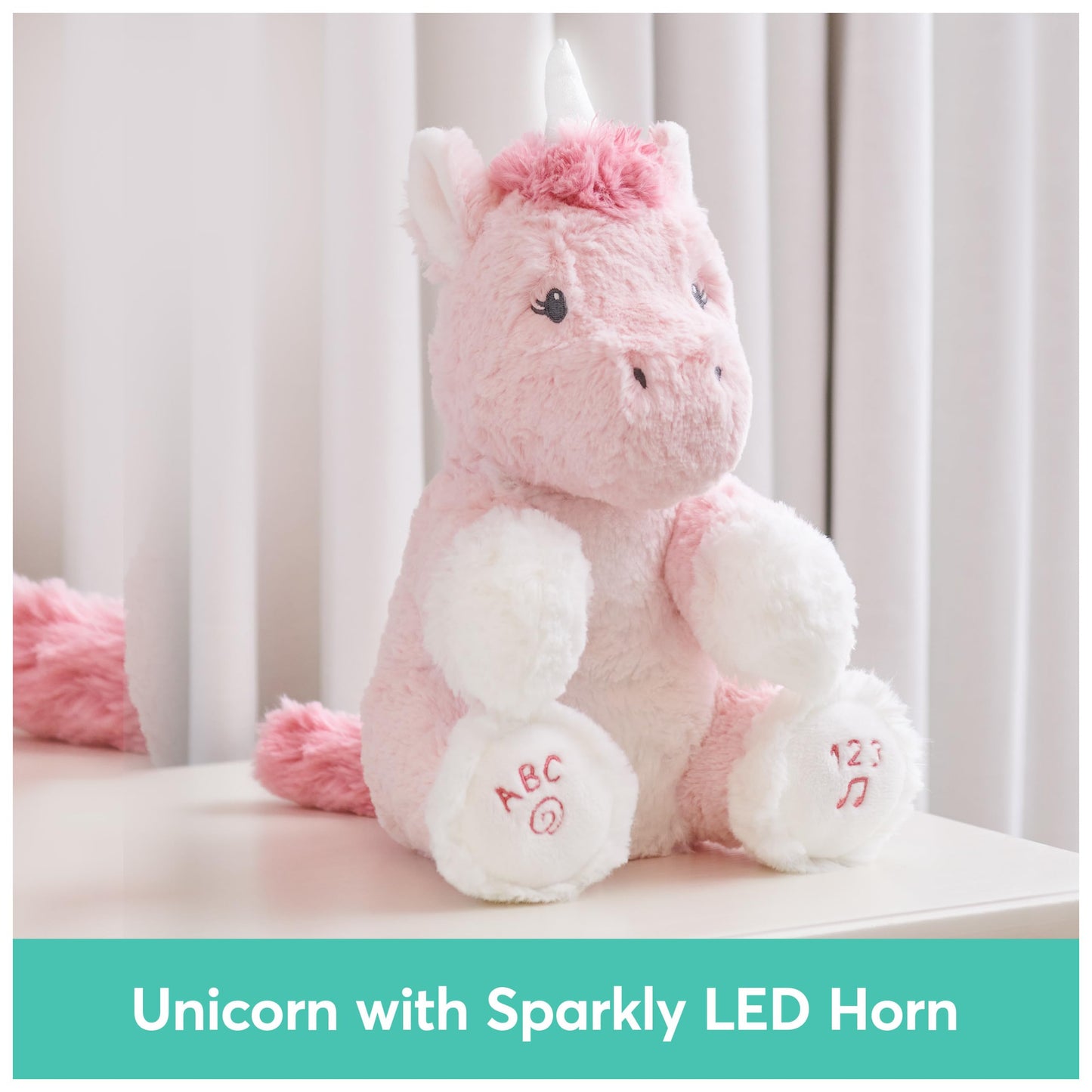 GUND Baby Alora The Unicorn Animated Plush, Singing Stuffed Animal Sensory Toy, Sings ABC Song and 123 Counting Song, Pink, 11”