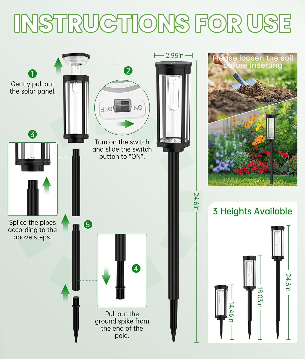 BITPOTT Bright Solar Lights Outdoor 6 Pack, Solar Pathway Lights Waterproof IP65, Auto On/Off Pathway Landscape Lighting, Long Lasting Outdoor Light for Walkway Path Garden Lawn Patio Decor Lighting