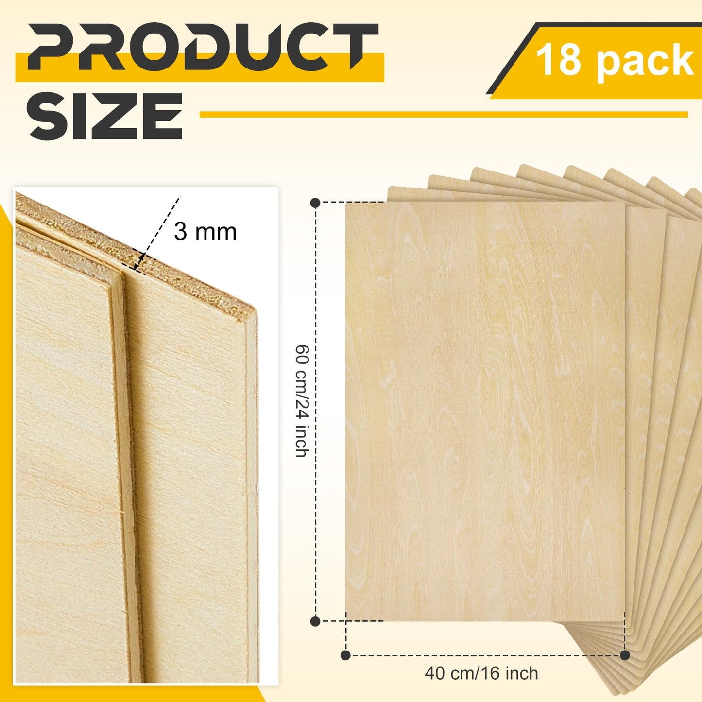 Juexica 18 Pcs 16" X 24"x 1/8" Basswood Craft Sheets, 3mm Plywood Board Wood Thin Sheets for Arts Crafts Woodworking Scroll Sawing Projects Painting Drawing Laser Cutting Projects
