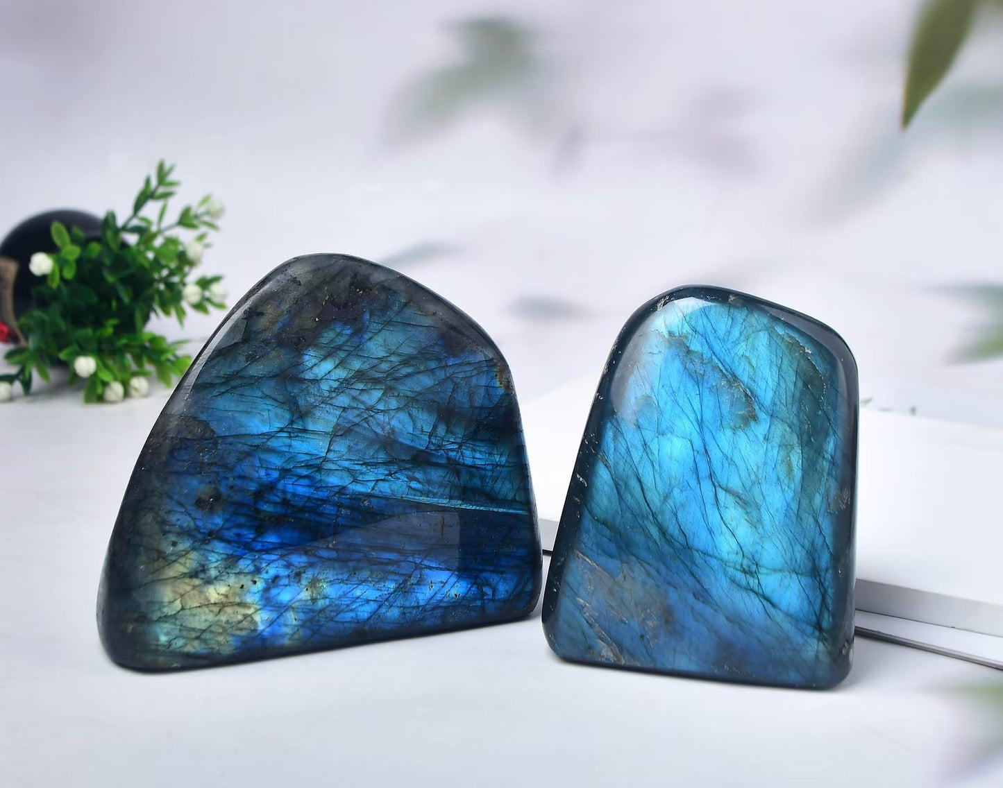 FZBHRO Small Labradorite Rock Polished Blue Labradorite Slab Healing Crystal Stone Block for Meditation Gift Home Decor 0.6-0.8 Pound