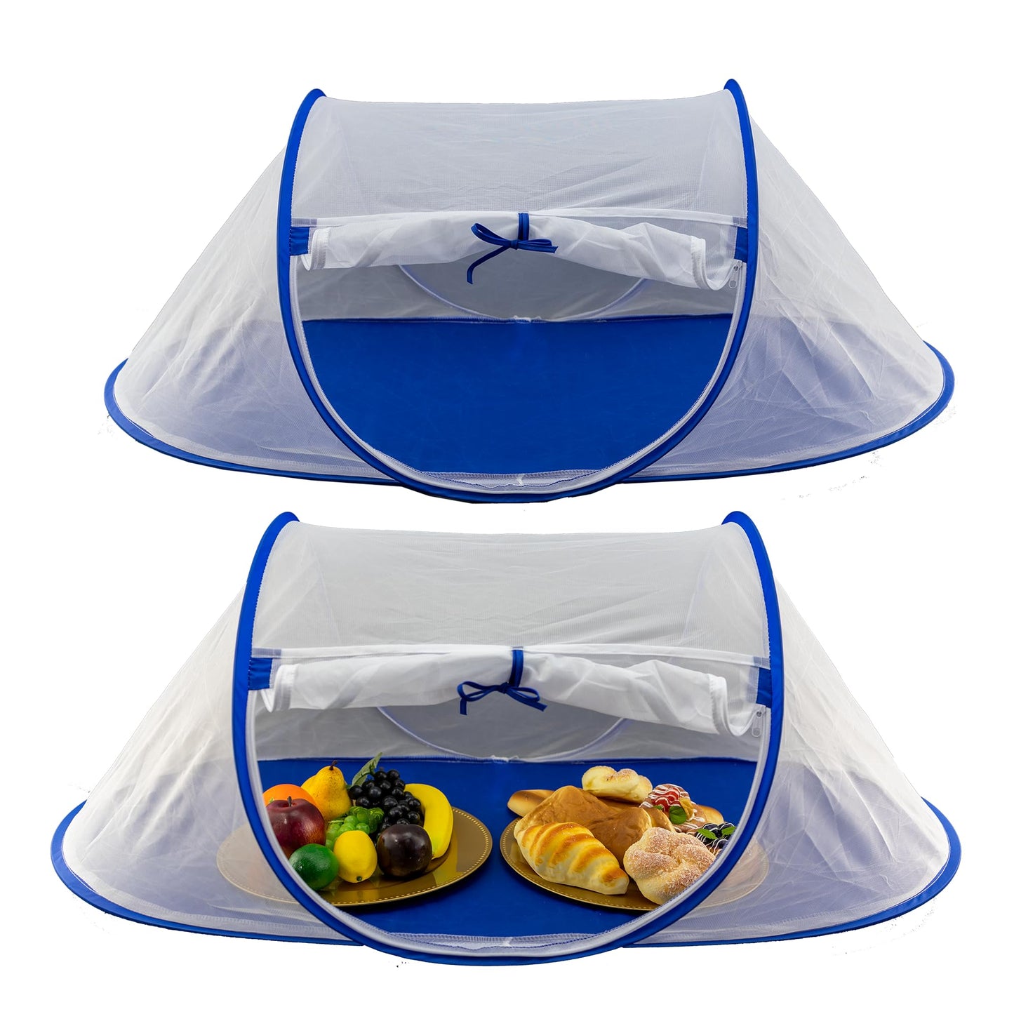 Iconikal 2-Pack Jumbo Folding Mesh Food Tent 43x21-Inch Wind-Resistant Zippered Door Picnic BBQ Outdoor Camping Food Cover Insect Protection