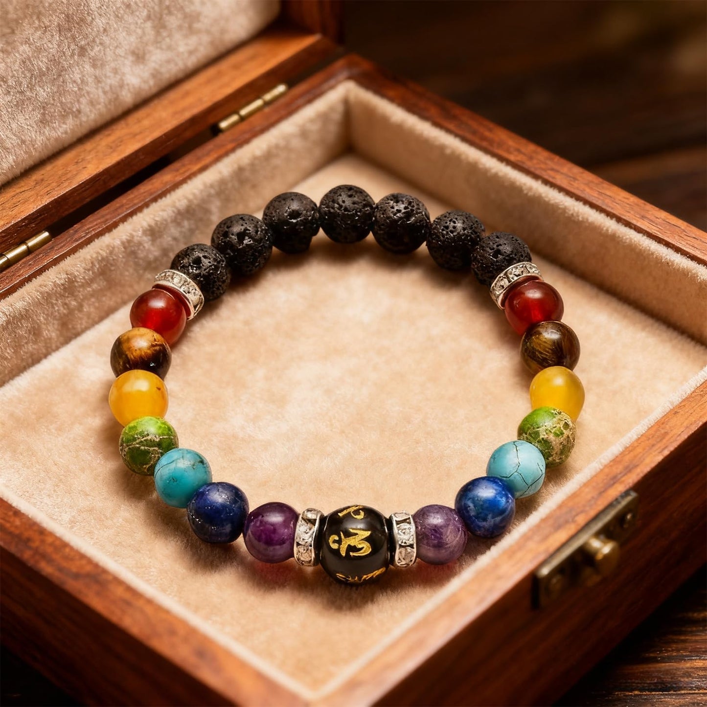 IQPDYV Chakra Bracelet for Women Natural Stone Healing Crystal Bracelet Crystal Anxiety Relief Bracelets for Meditation Relaxation Inspirational Jewelry Gift (A.)
