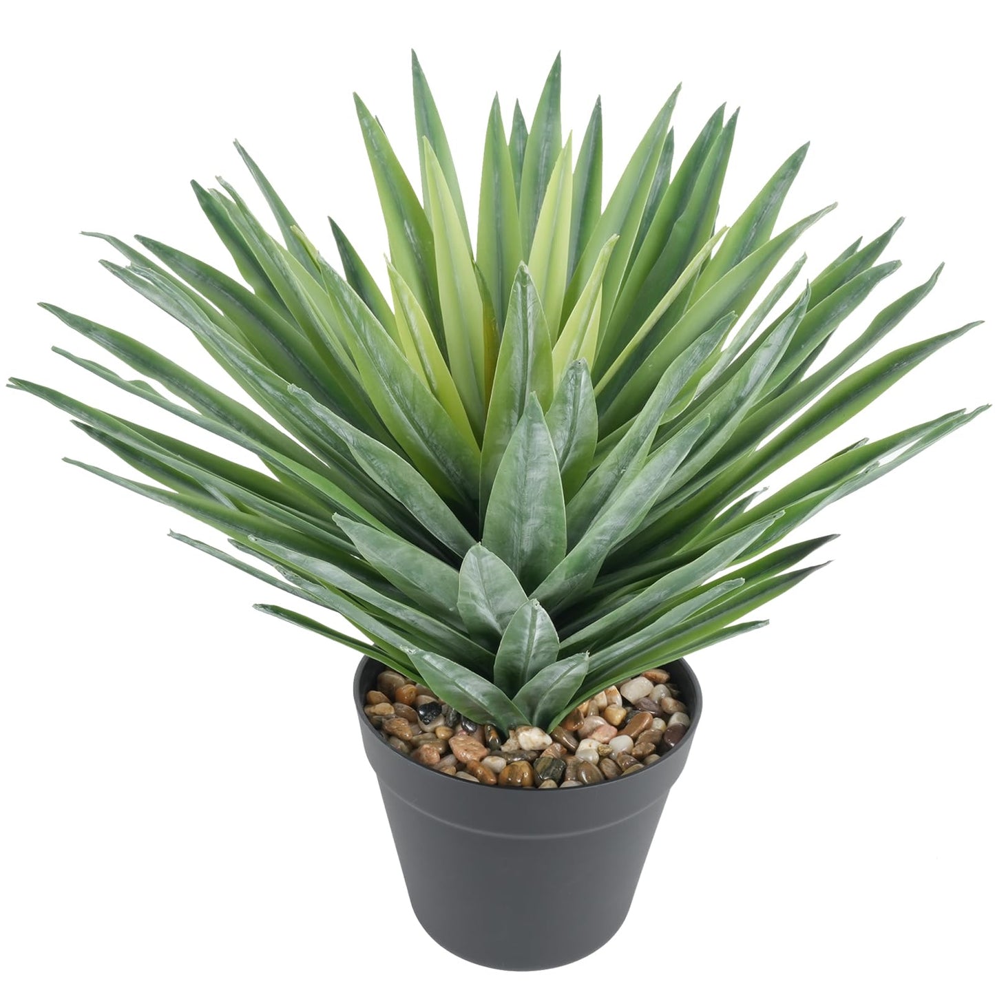 Velener Artificial Agave Plant in Black Pot with Real Stone Pebbles, Large Fake Agave Plants for Indoor and Outdoor-15 inches Tall, 81 Leaves