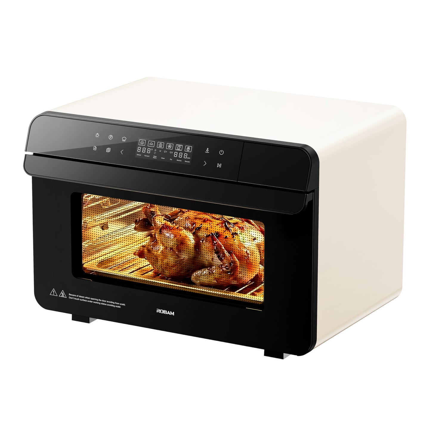 ROBAM Toaster Air Fryer Combi Oven, Countertop Steam Oven 20-in-1 with Convection Steam Roast & Bake, Multi-Stage Cooking, Self-Clean, 7 Modes, 30 Built-In Recipes, for Kitchen Pizza Baking (White)