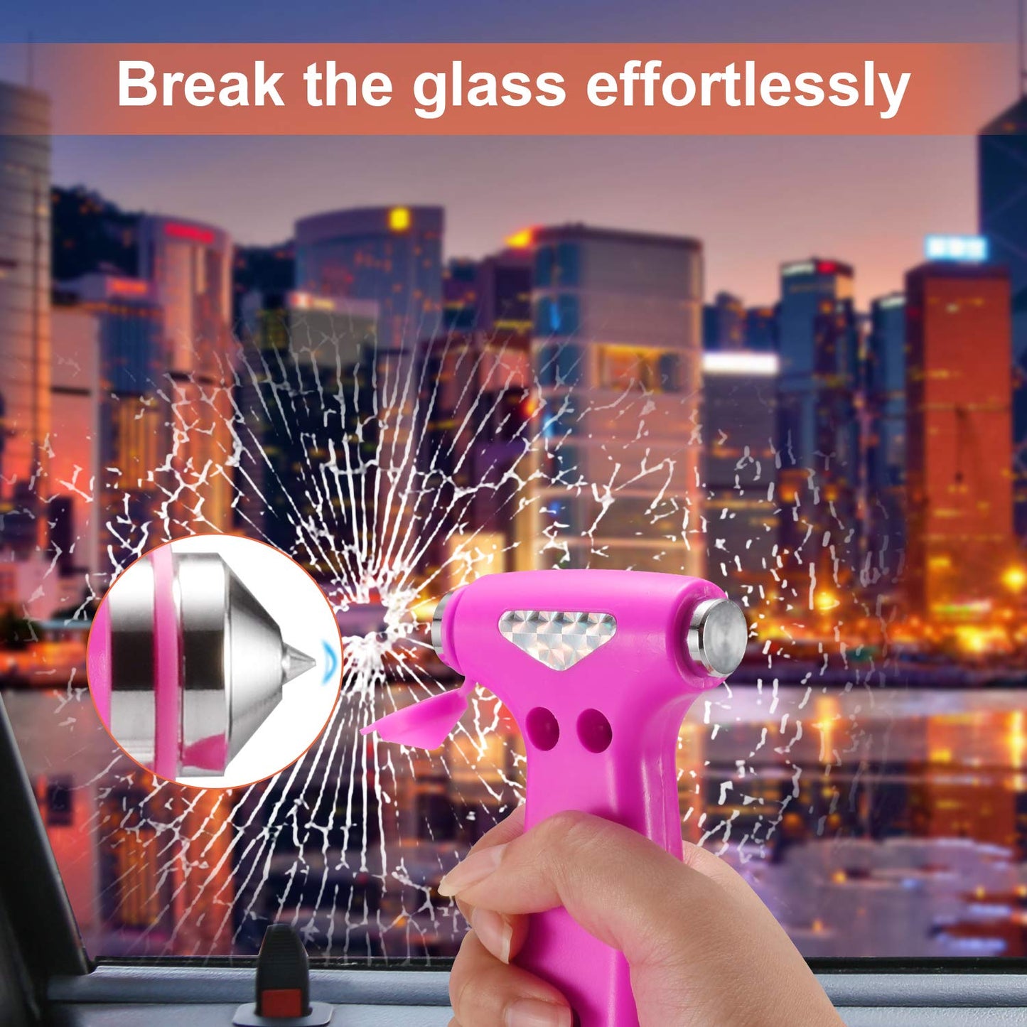 THINKWORK Car Safety Hammer for Teen Girl and Lady's Gifts, 2 Pack Three-in-One Emergency Escape Tool with Window Breaker and Seat Belt Cutter, Safety Emergency Car Escape Tool for Family, Children