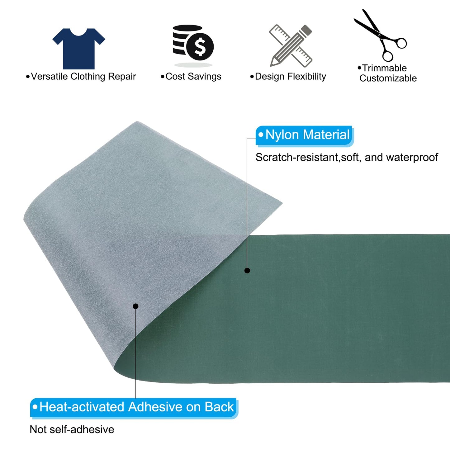 PATIKIL Fabric Patches 59.06x2.36 Inch, Iron-on Nylon Roll Fabric Patches for Clothing Waterproof Clothing Repair Decoration Kit Adhesive Fabric Patches, Purple