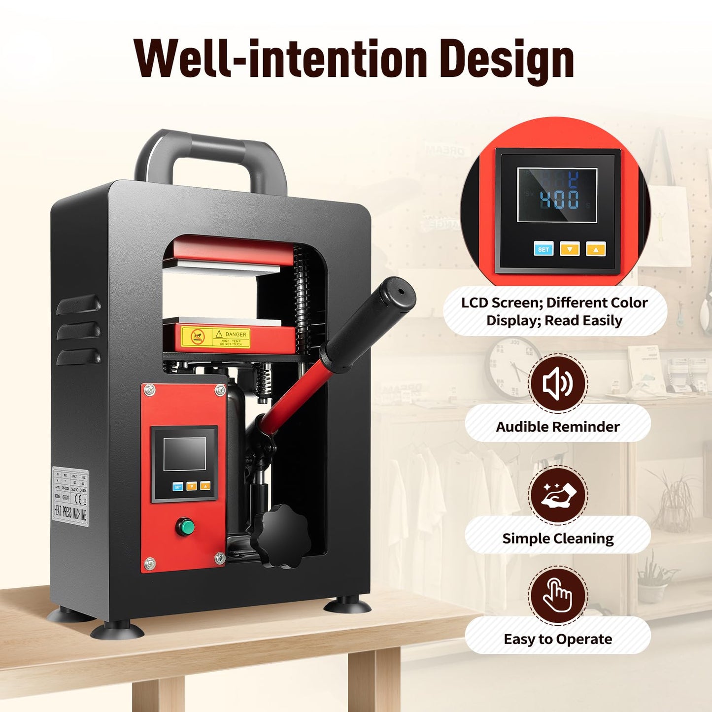 5 Ton Hydraulic Heat Press Machine with Dual 2.4"X4.7" Dab Heated Plates 900W