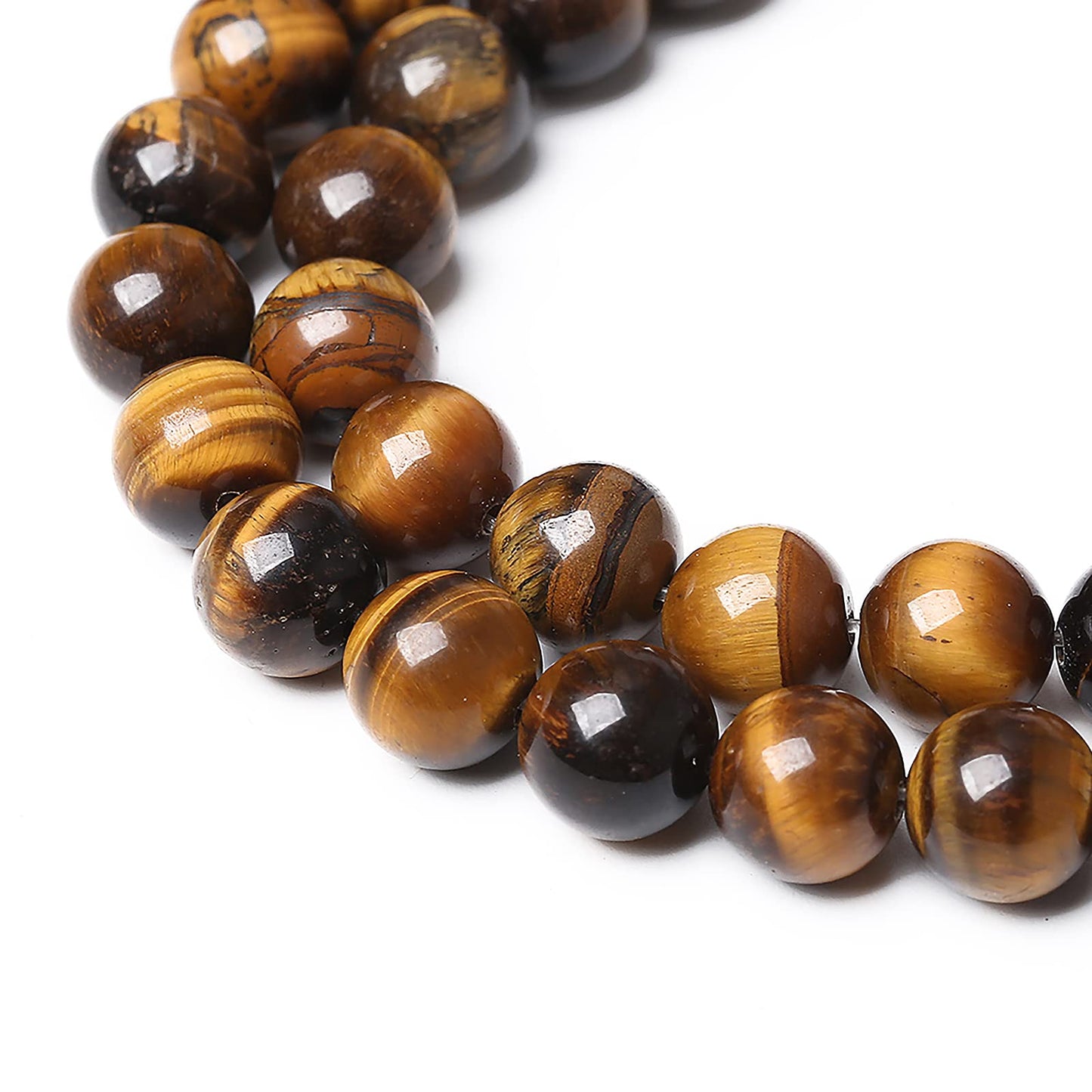 90PCS 8mm Natural Yellow Tiger Eye Stone Beads Semi Gemstone Round Loose Beads for Jewelry Making 32" 2 Strand DIY Bracelet Necklace Earrings