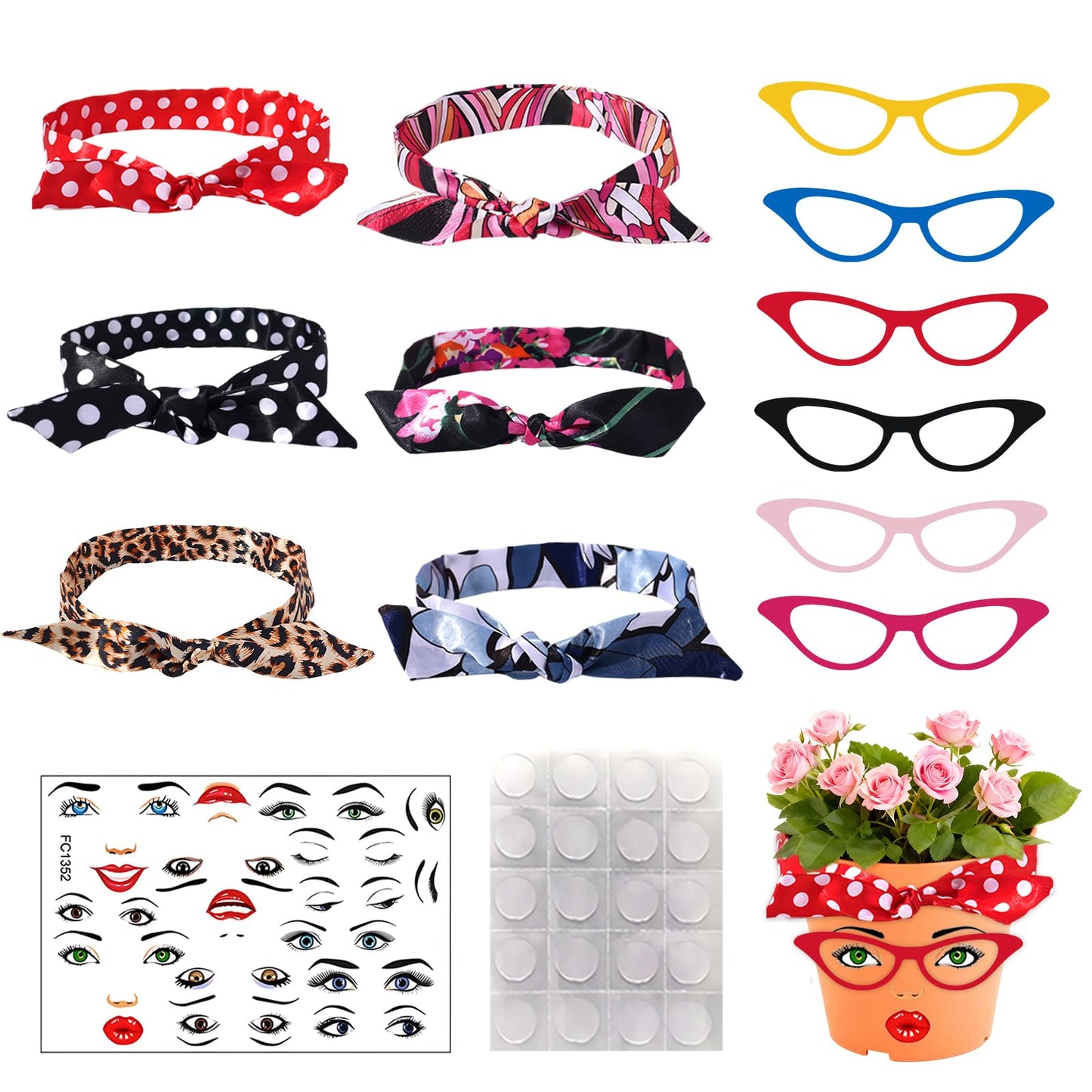 DIY Flower Pot Painting Kit with Face Stickers & Ribbons – Funny Plant Pot Craft, Creative Garden Decor for Journals Gifts Parties