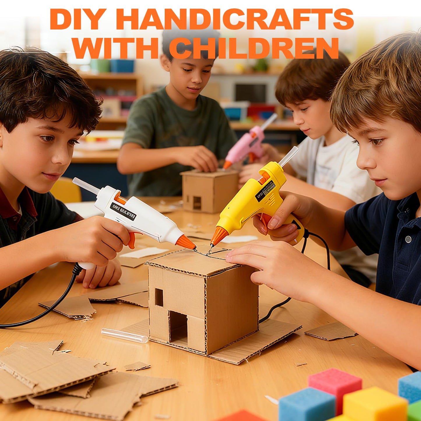 10 Pack Mini Hot Glue Gun with 50 Glue Sticks, 5 Colors Mini Hot Glue Gun Set, Small Hot Glue Gun Kit with Storage Box for Crafts & School Class Projects, Craft Glue Guns for DIY Arts & Home Repair