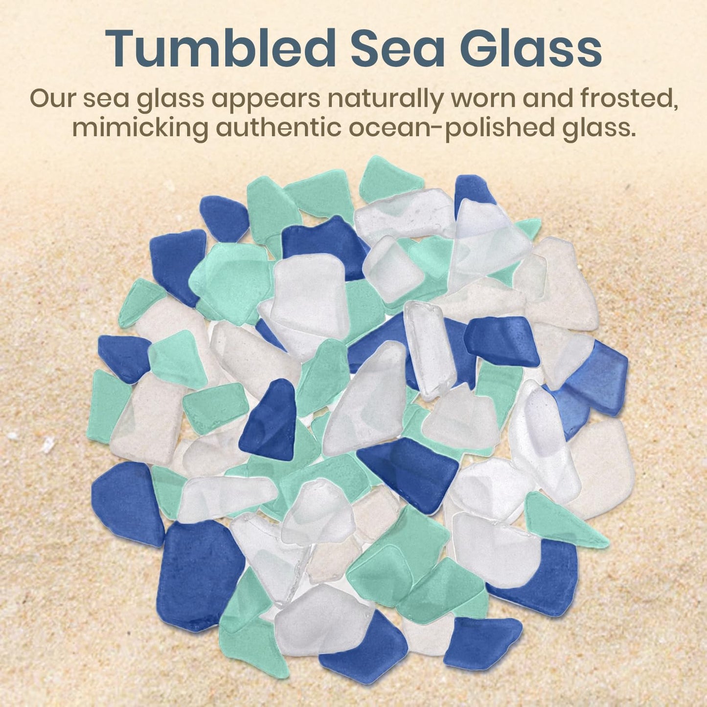 Sea Glass for Crafts – 11oz Cobalt Blue, Aqua & White Seaglass, Beach Glass for Crafts, Sea Glass Decor, Broken Glass Pieces for Crafts, Glass Pieces for Crafts, Wedding, Coastal DIY Projects