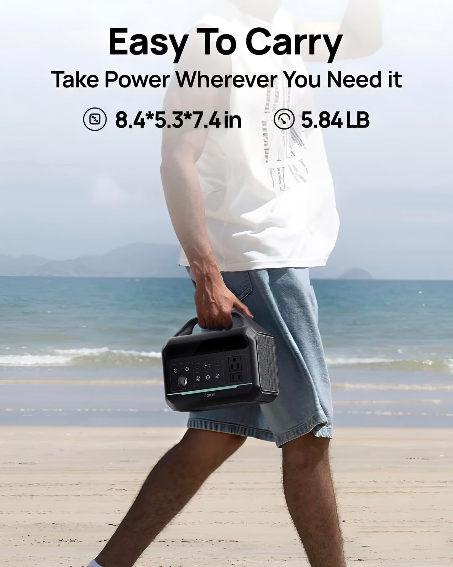 DARAN Portable Power Station 300W (600W Peak), 192Wh LiFePO4 Battery Solar Generator with 60W PD Fast Charge, 5.84lbs Lightweight Backup Battery for Outdoor Camping, CPAP, RV (Solar Panel Optional)