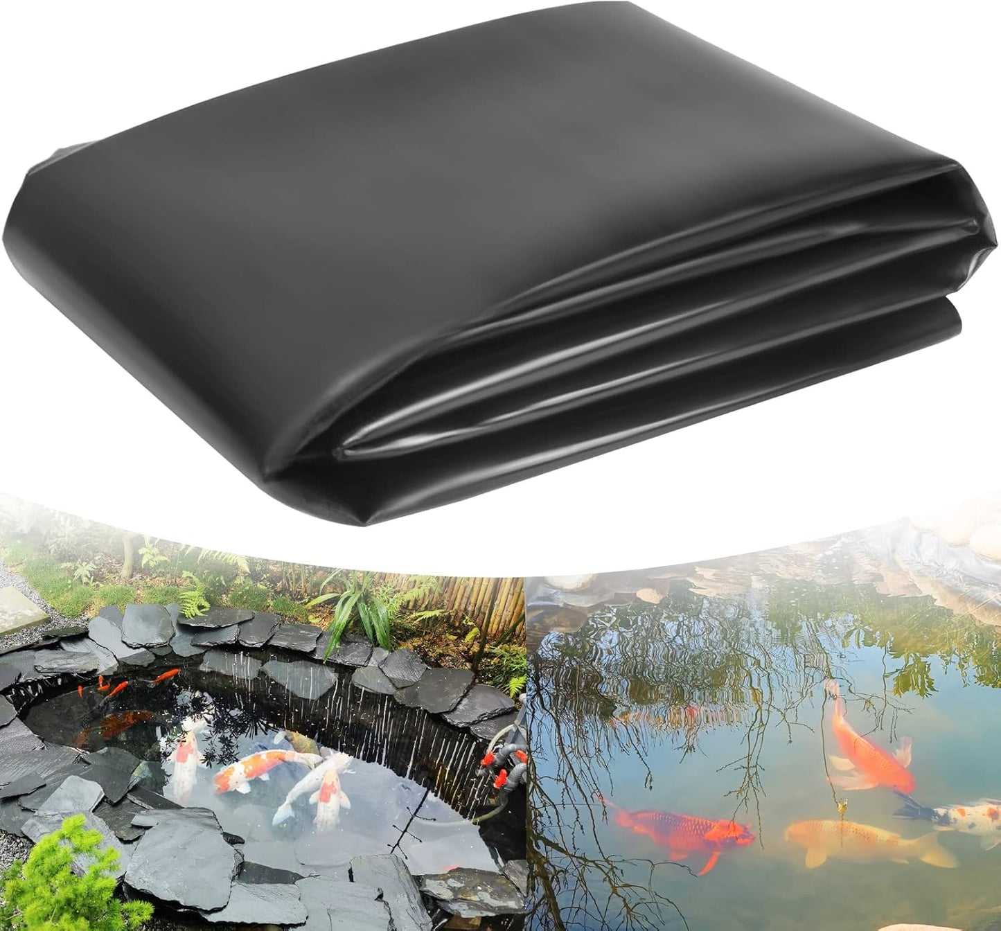 DGSL Pond Liner, 20 Mil 10 X 15 FT Pond Liners for Outdoor Ponds, HDPE Fish Pond Liner for Natural Looking Ponds, Aquaculture, Koi Ponds and Water Garden, Preformed Large Size Easy Cutting