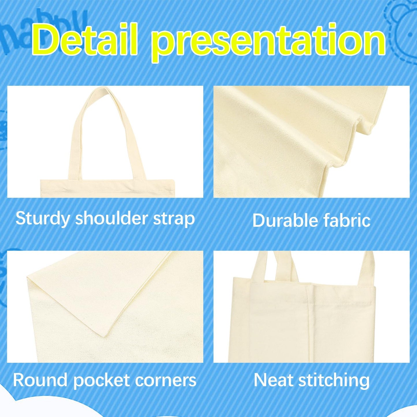 OKBA 20 Pcs 8X7.5 Inch Sublimation mini tote bags,Blank Canvas Tote Bags Reusable Grocery Bags, small bags for kids DIY (Beige)