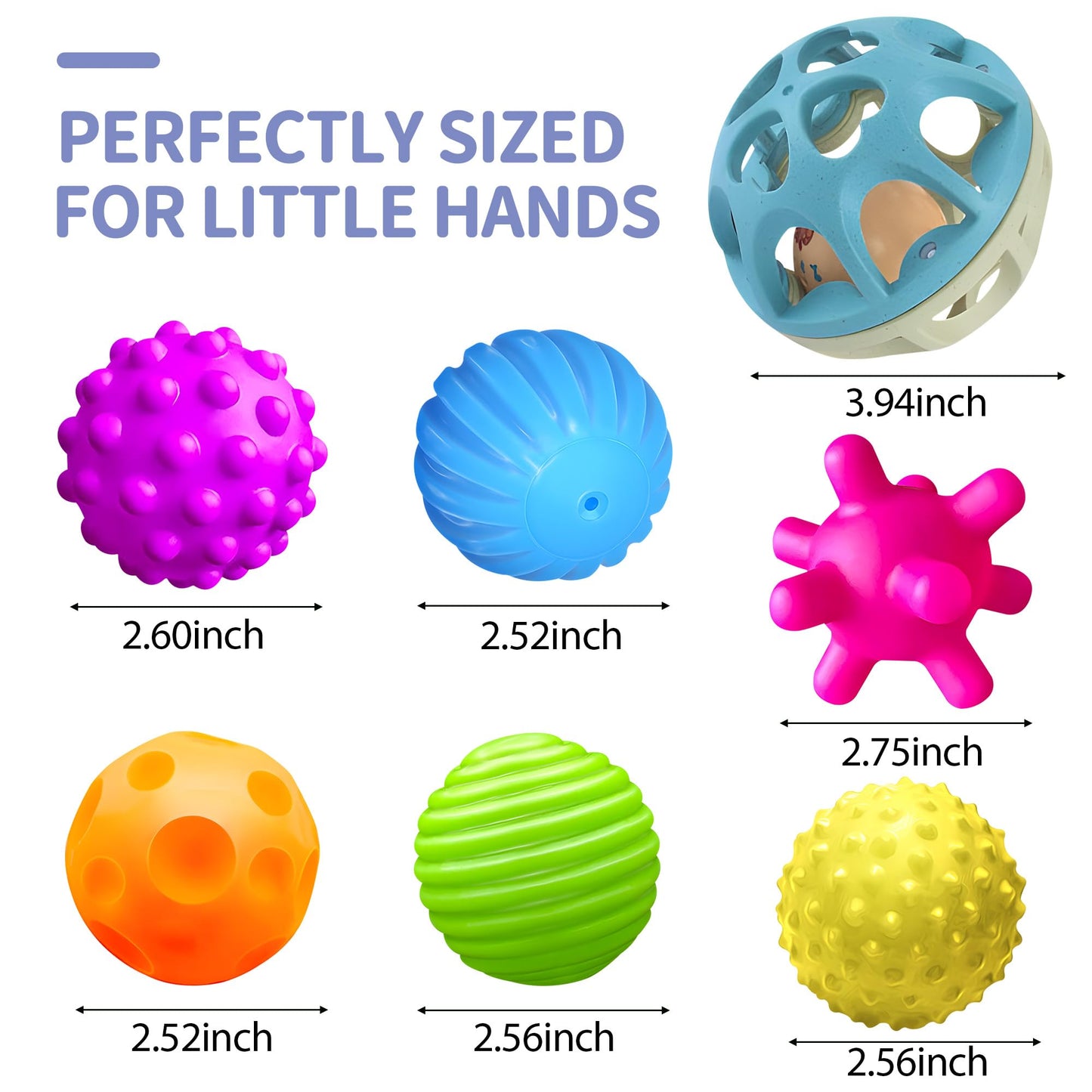 Silicone Blocks and Sensory Balls Toy Set - Montessori Soft Baby Blocks and Textured Baby Rattle Balls, Ideal Preschool Learning & Toddler Gifts