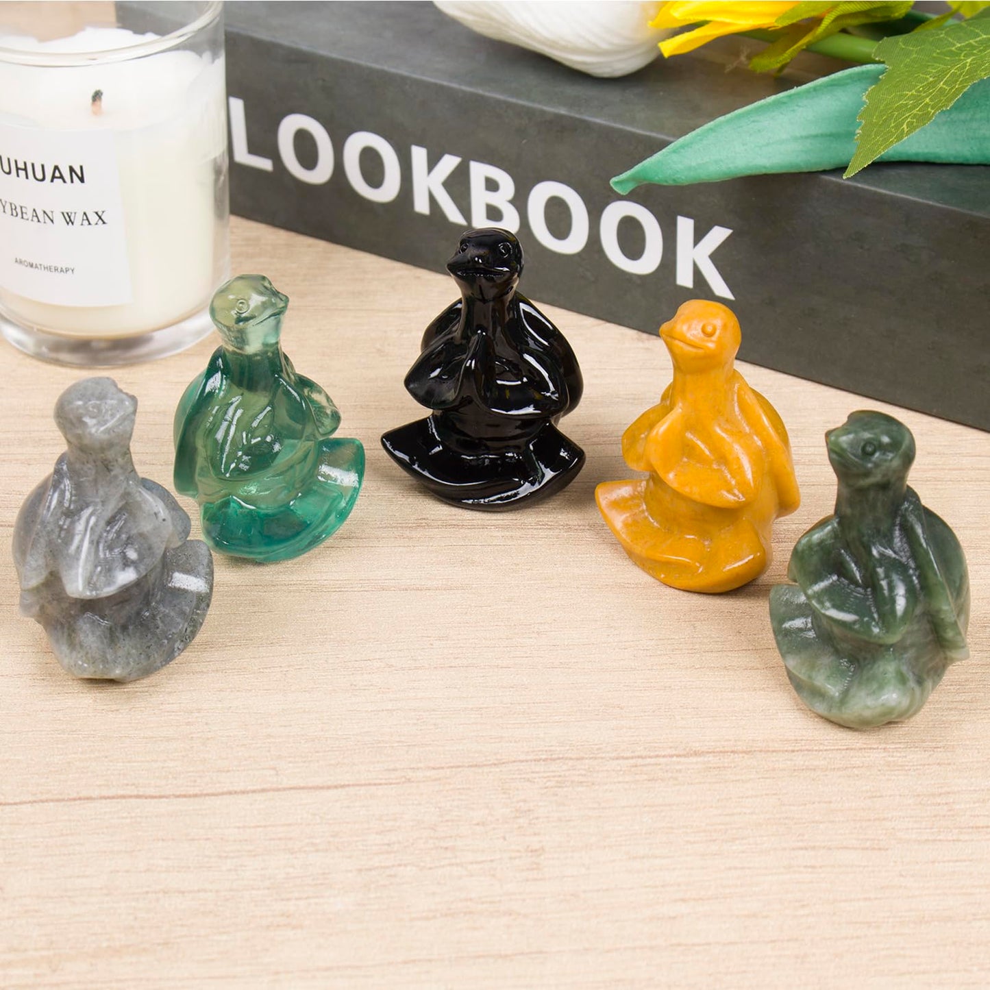 QLRSUXN Gold Stone Sea Turtle Meditation Crystal Yoga Sculpture,Hand Carved Healing Figurine Spiritual Decor Chakra Balancing Gift,Zen Statue for Home Office Decorations