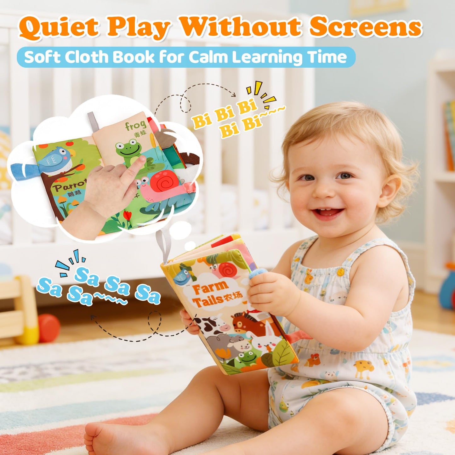 VuvuVoda Montessori Baby Toys for Toddlers 1-3, 7-in-1 Educational Activity Toy Set with Soft Cloth Book, Stacking Blocks & Learning Toys, Birthday Gifts for Boys Girls