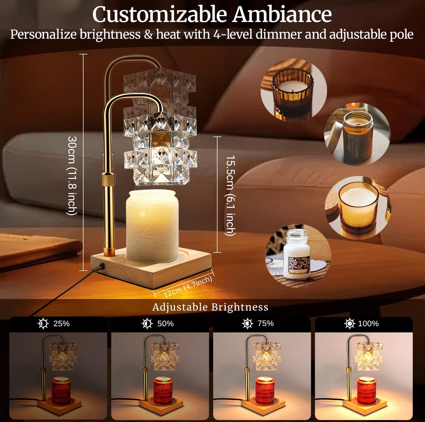 Alpharan Candle Warmer Lamp with Timer - Electric Wax Warmer for Home Desk Decor, Birthday Gifts for Women Mom Men, House Warming Gifts New Home Kitchen Office Dorm