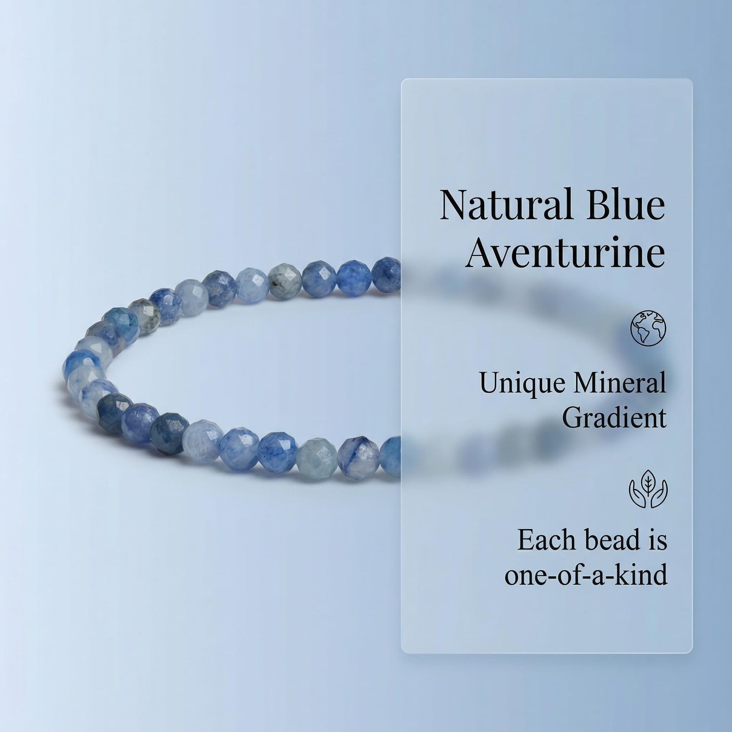 Angelstones Natural Blue Aventurine Gemstone Small Beaded Stretch Bracelet, 4mm Faceted Round Beads, Crystal Healing Bracelet for Women