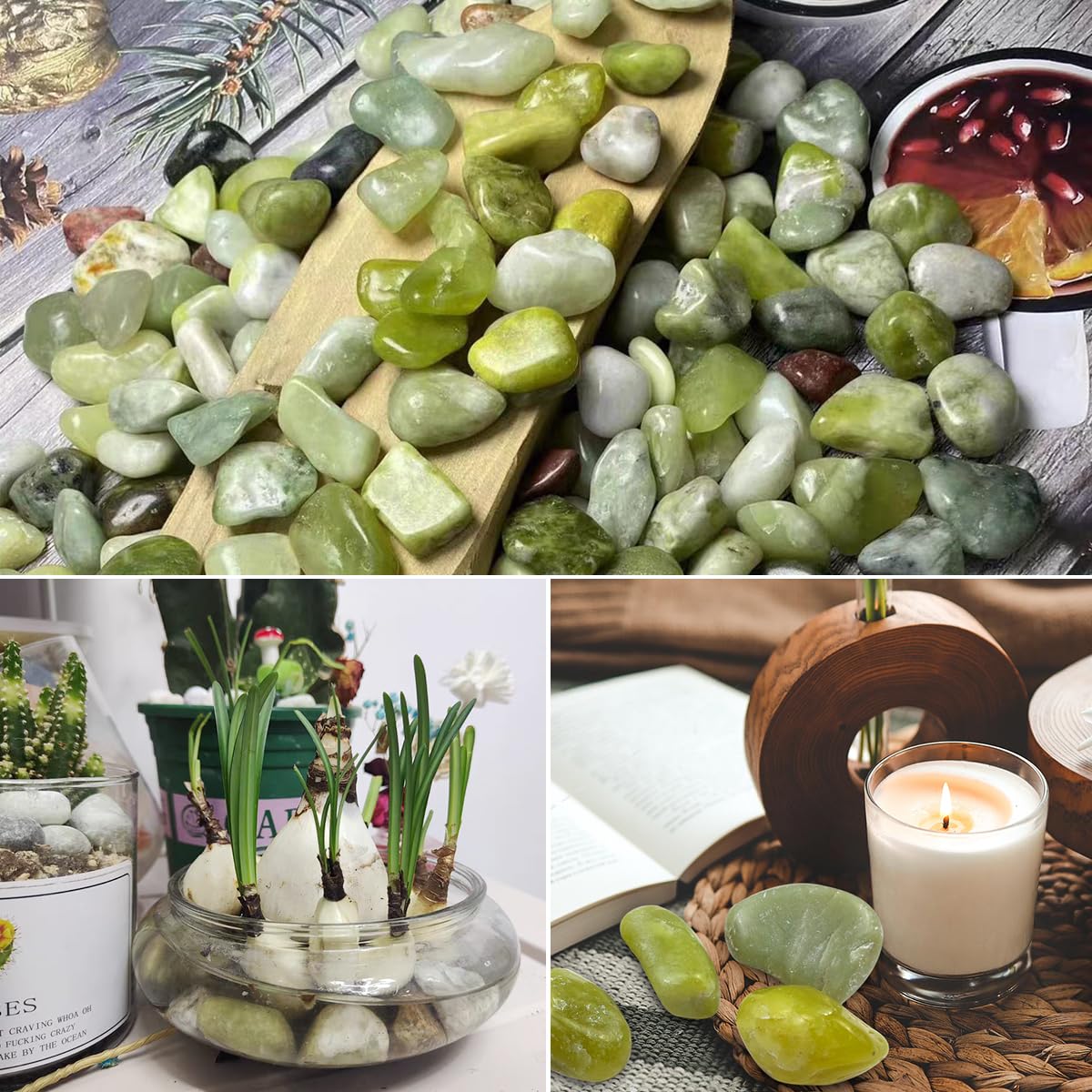 YISZM 5lbs Jade Pebbles for Indoor Plants, 2-3 Inch Natural River Rocks, High Polished Decorative Stones Vase Filler Fish Tank Aquariums Landscaping Garden Outdoor and Indoor DIY