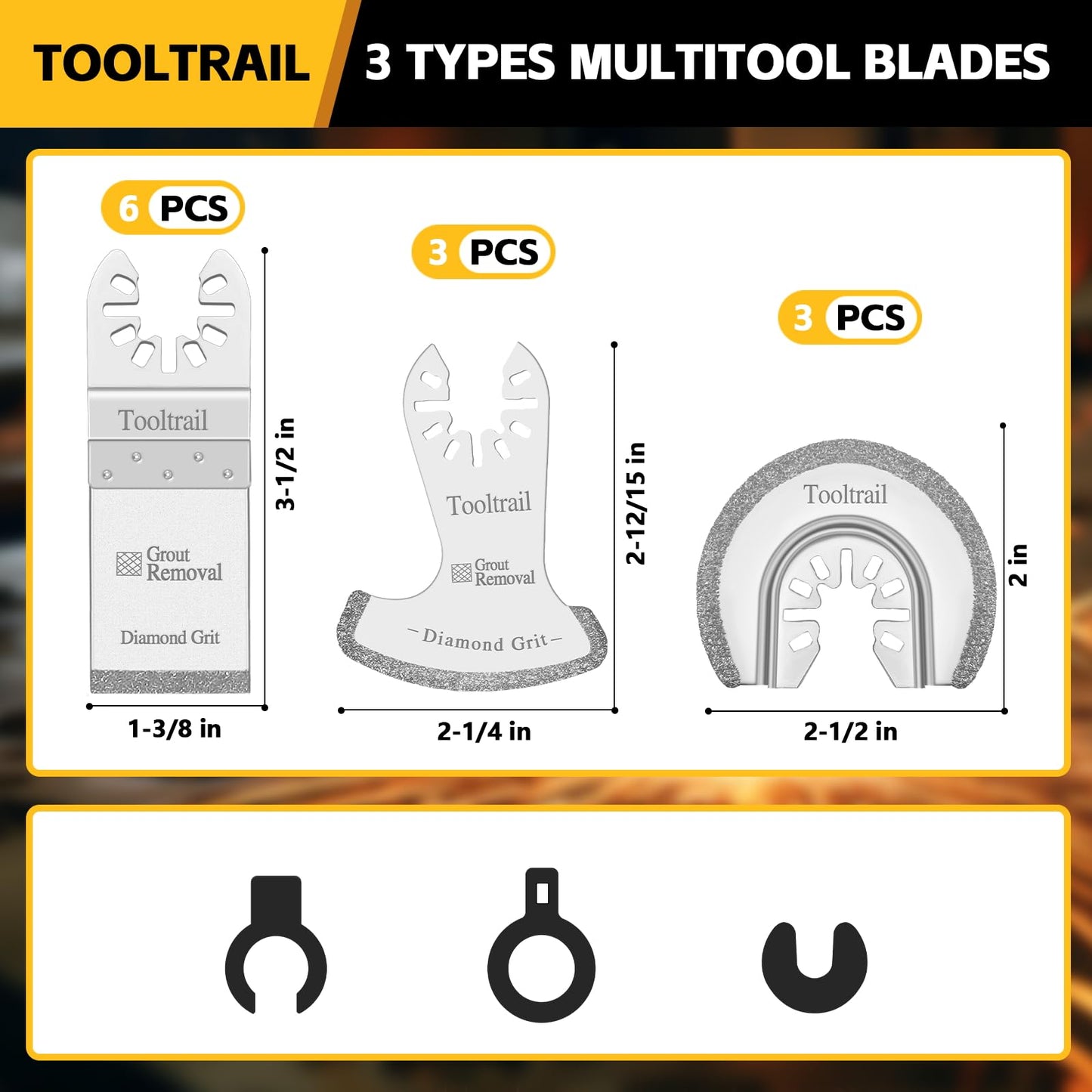 12 PCS Diamond Saw Blades for Oscillating Tool, Grout Removal Blade,Professional Multi Tool Blades Kit for Grout, Cement,Fit Milwaukee, Dewalt, Bosch, Ryobi