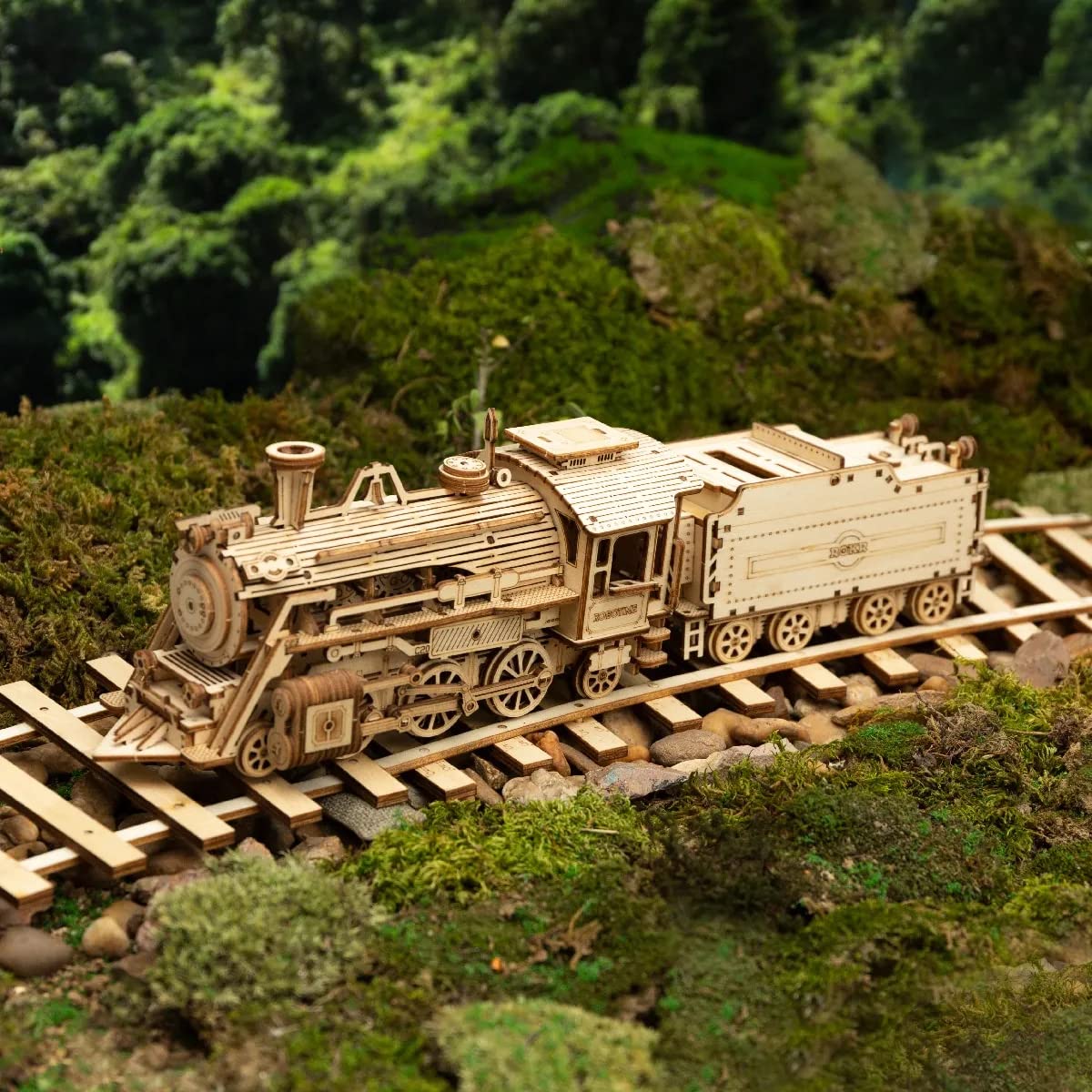 ROKR Model Car Kits Wooden 3D Puzzles Model Building Kits for Adults to Build-Educational Brain Teaser Assembly Model, Desk Decor/DIY Hobbies/Gifts (Prime Steam Express/12.1 * 2.7 * 3.3)