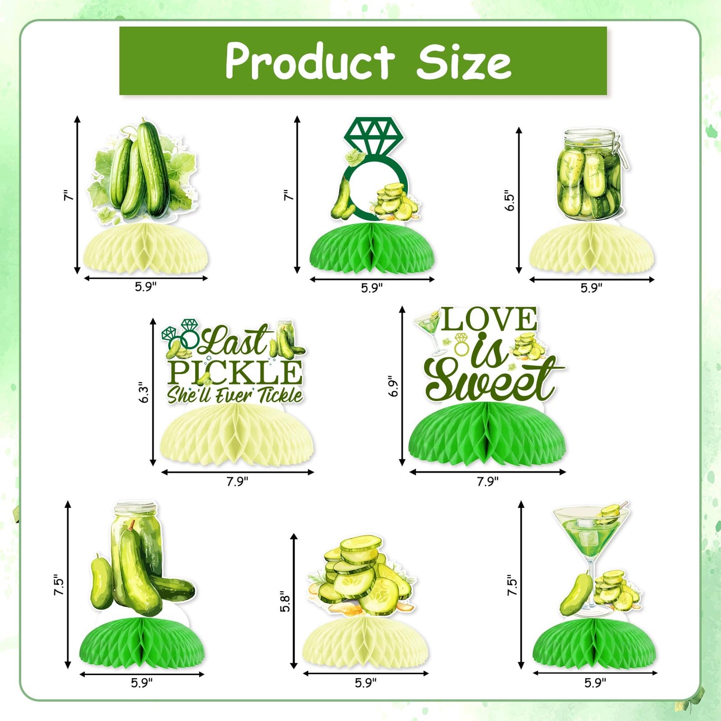 Pickle Bachelorette Party Decorations Last Pickle She'll Ever Tickle Honeycomb Centerpieces Pickle Bachelorette Party Table Decor for Girls Cucumber Pickle Theme Bridal Shower Engagement Supplies