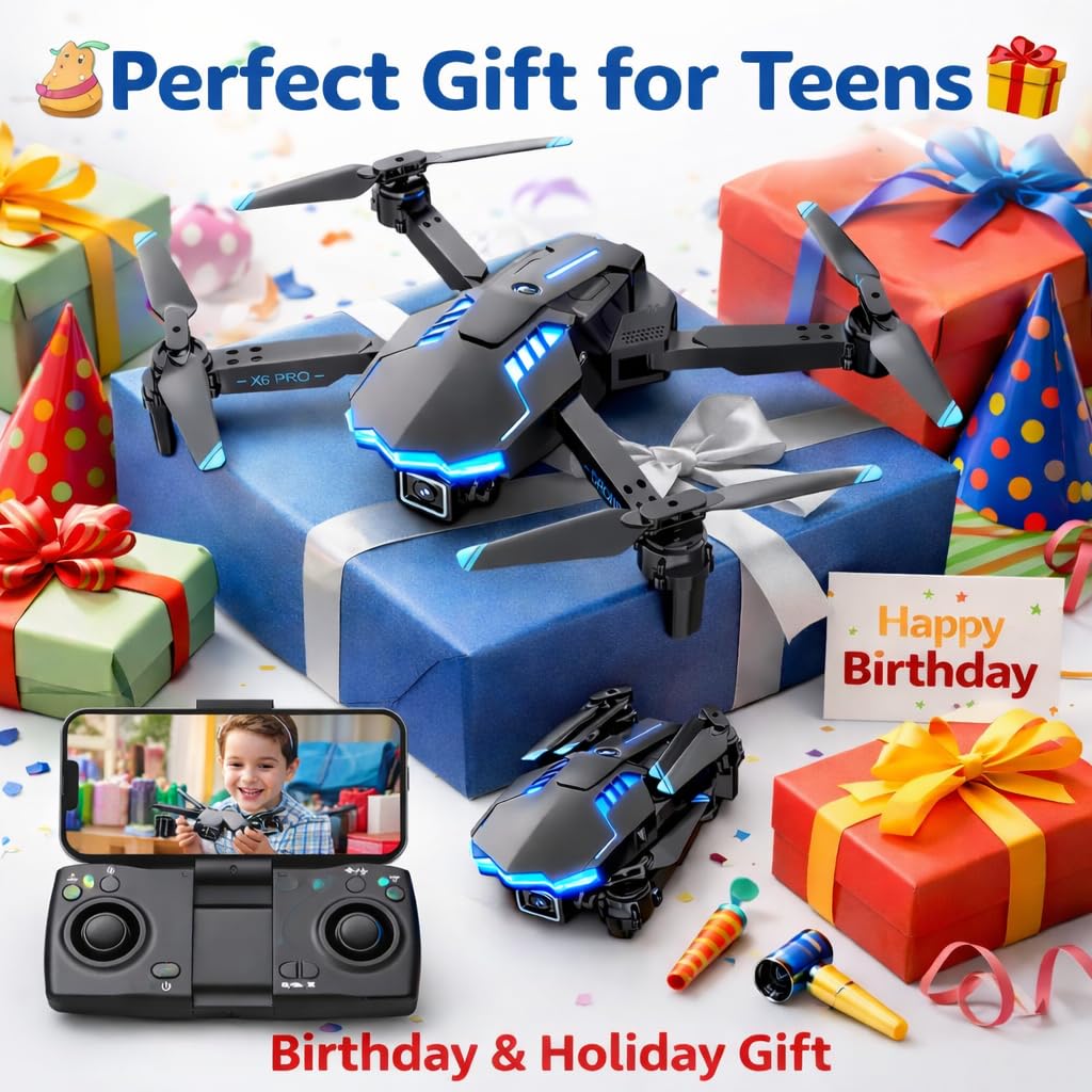 Drone with Camera 1080P with Brushless Motor Mini Drone for Beginner, Long Fly Time, One Key Start, Headless Mode, 2 Batteries, RC Quadcopter Helicopter Toy Gifts for Teen Boys and Girls