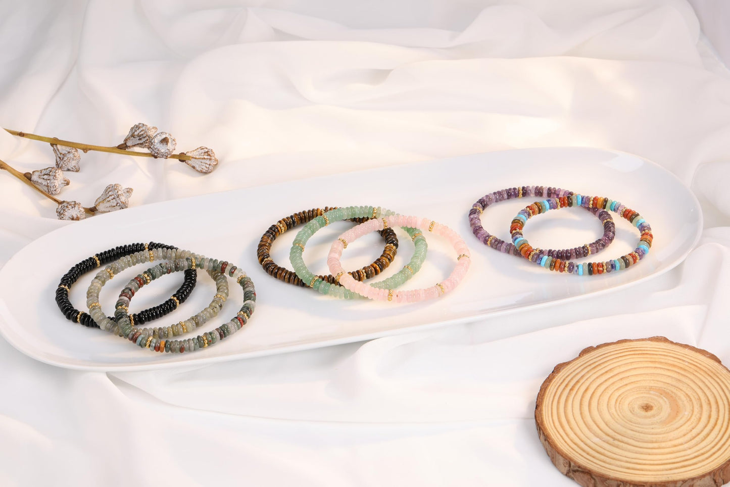 Top Plaza Rose Quartz Crystal Bracelets for Women Natural Semi-Precious Gemstone Beaded Stretch Bracelet Spiritual Jewelry Gifts for Mom