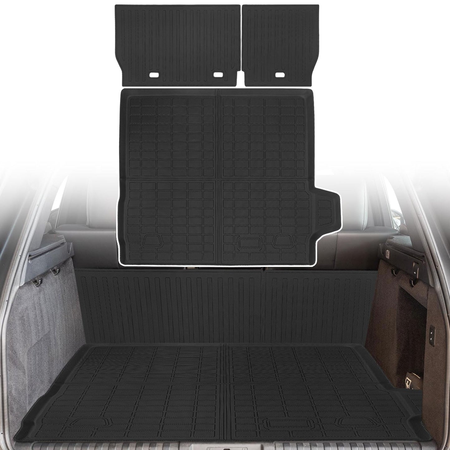 ZQULOYO Cargo Liners Backrest Mat for Land Rover Ranger Rover Sport Accessories 2014-2022 with Hook&Loop Rear Trunk Mat Rear Seat Back Cover Protector All Weather Anti-Slip Split Dog Liner 3 PCS