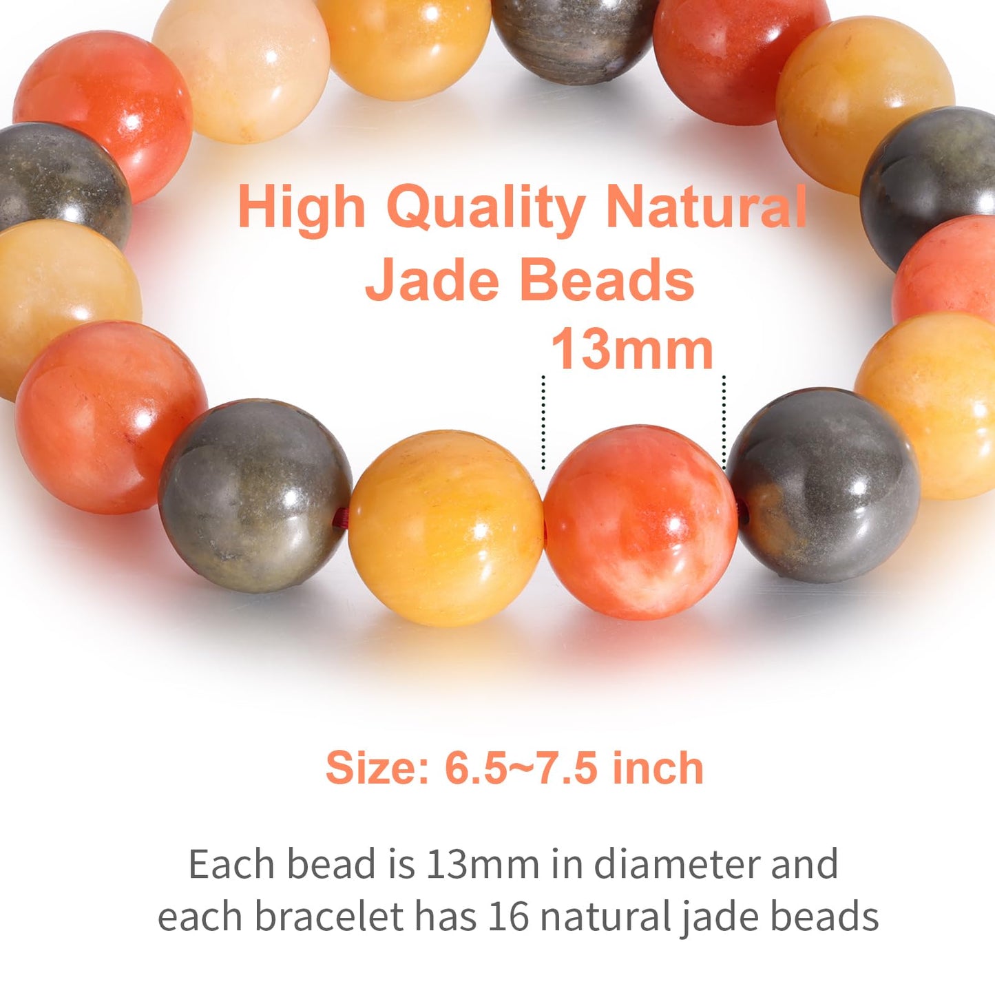 Handmade Natural Jade Beaded Bracelet for Women & Men – Genuine Green/White Jade Gemstone Stretch Bracelet – Lucky Energy Healing Jewelry Gift for Peace, Prosperity & Protection ST-V-03