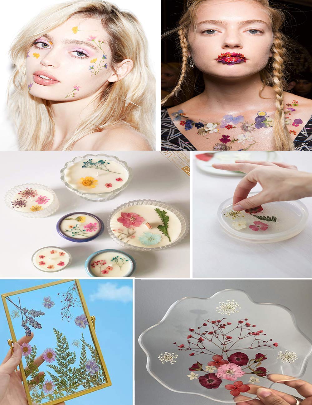 148PCS Pink Dried Pressed Flowers with Butterfly Stickers - YouthBro Real Nature Flowers Craft Set for Resin Jewelry Candle Soap Vase Making Nail Card Scrapbook Art Floral Decors