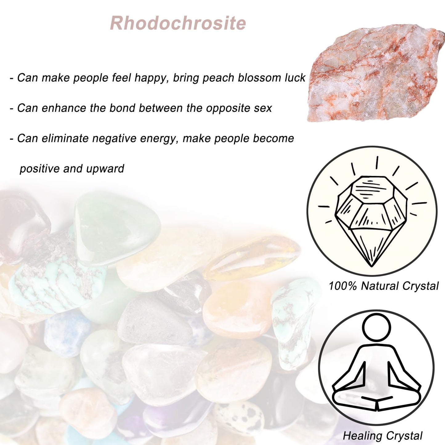 Erliway 1.25-2" Rhodochrosite Raw Crystals, Natural Rough Rhodochrosite Stone, Healing Raw Stones for Fountain Rock, Home Decor Meditation Energy Balancing Wire Wrapping Wicca & Reiki