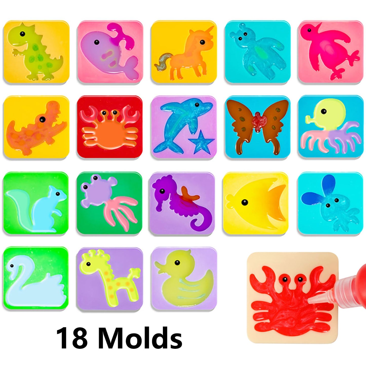 Kidisego Aqua Fairy Water Gel Kit for Kids, Magic Water Elf Toy Kit with 12 Colors 18 Molds 6 Pack of Magic Powder, Crate Your Own Magic Elf Kit Water Pets Craft Kits for Kids