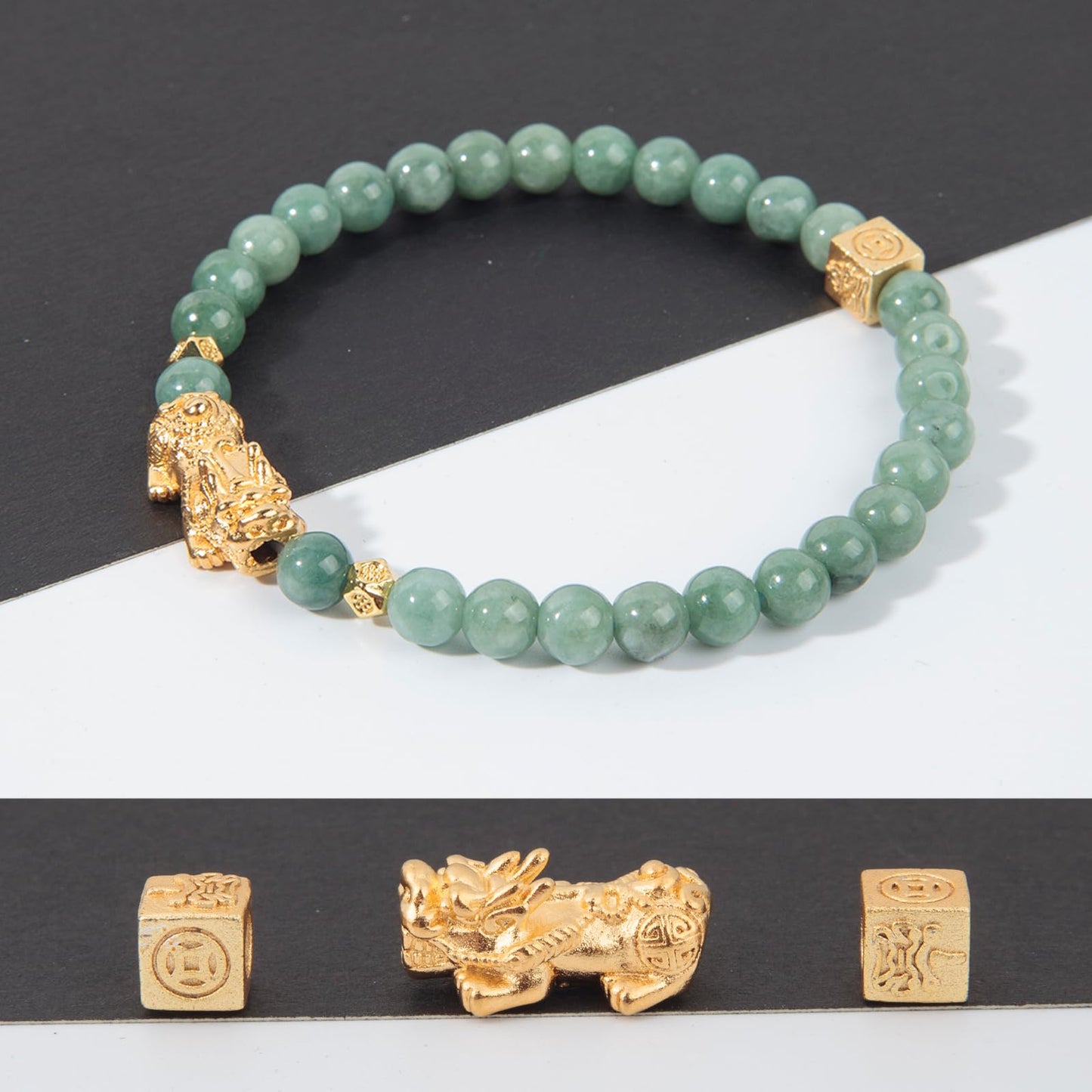 AROUROUA Fengshui Wealth Bracelet Green Real Jade Bracelet For Women Attract Lucky Wealthy Bracelets