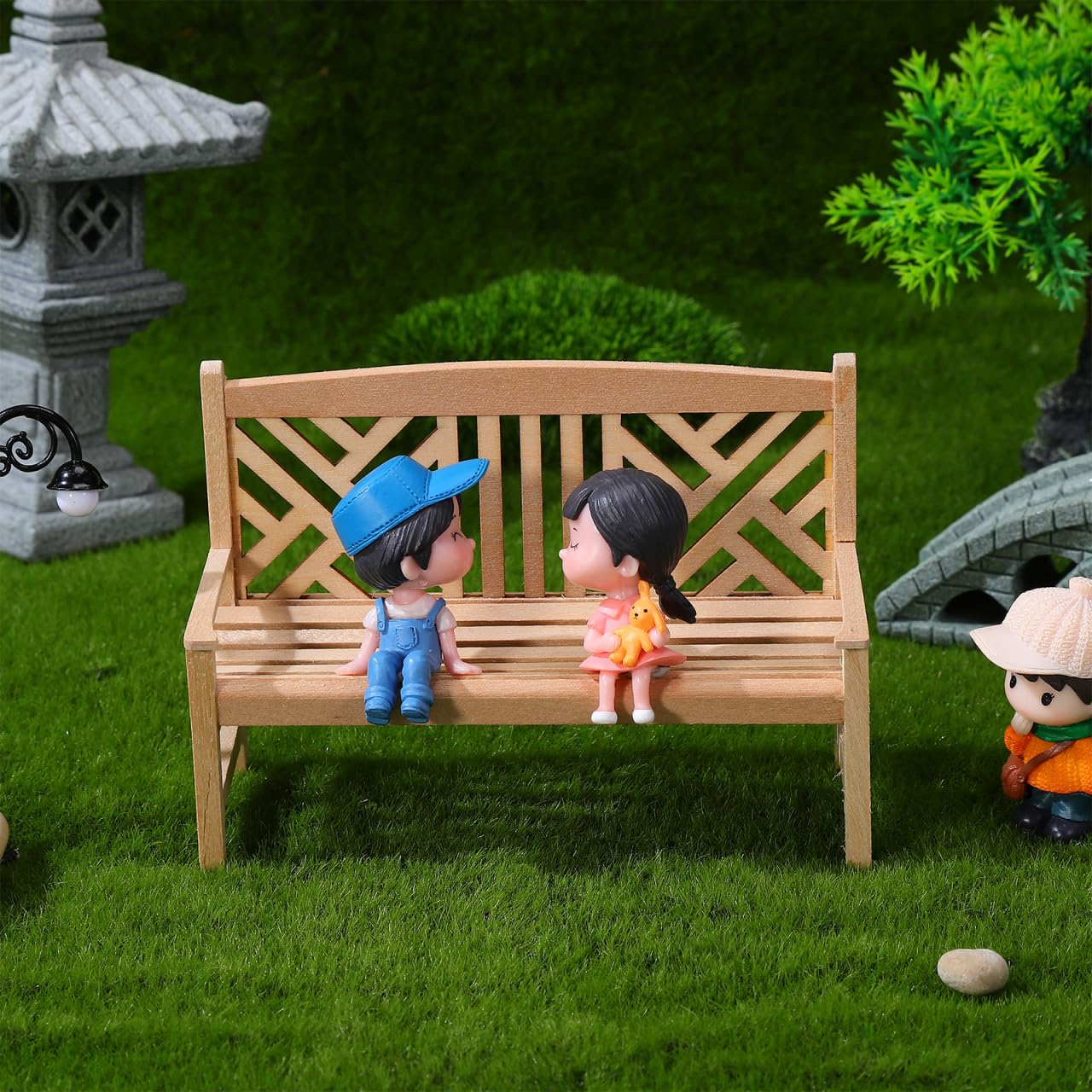 NUOBESTY Dollhouse Bench 1:12 Scale Miniature Bench, Unfinished Wood DIY Paintable Double Seat Mini Furniture for Dollhouse Garden Park Patio Fairy Garden Scene Accessory Craft Decor