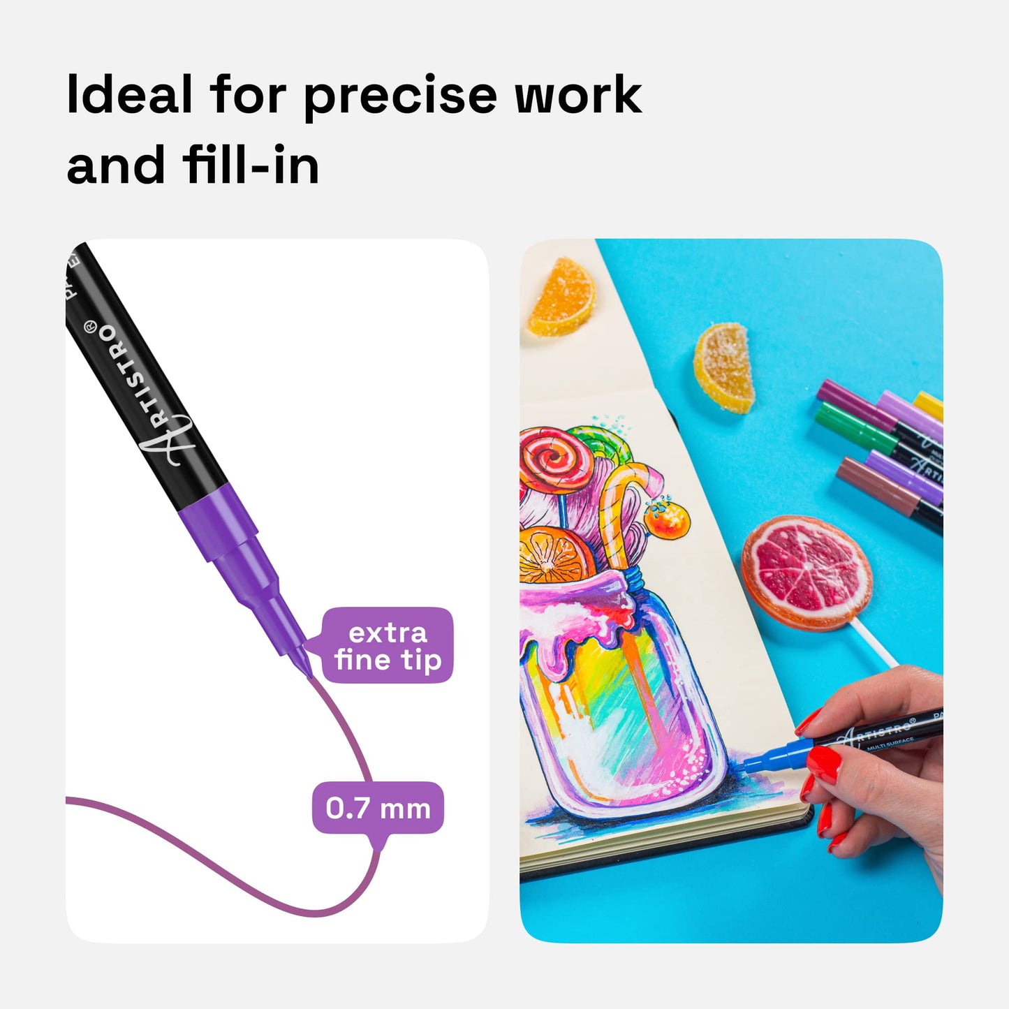 ARTISTRO Acrylic Paint Pens With Storage Bag for Calligraphy - Markers With Brush and Fine Precision Tips - Multisurface Painting for Fabric, Rock, Glass, and More (30 Markers, Extra Fine Tip)